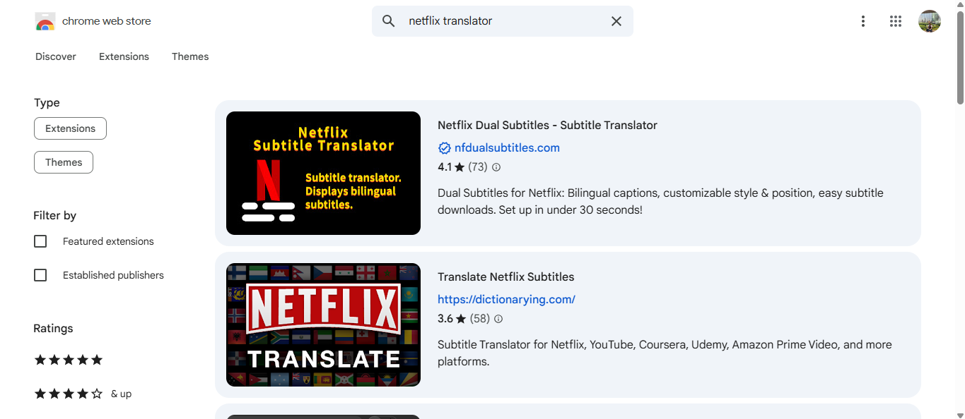 Netflix字幕翻訳拡張機能