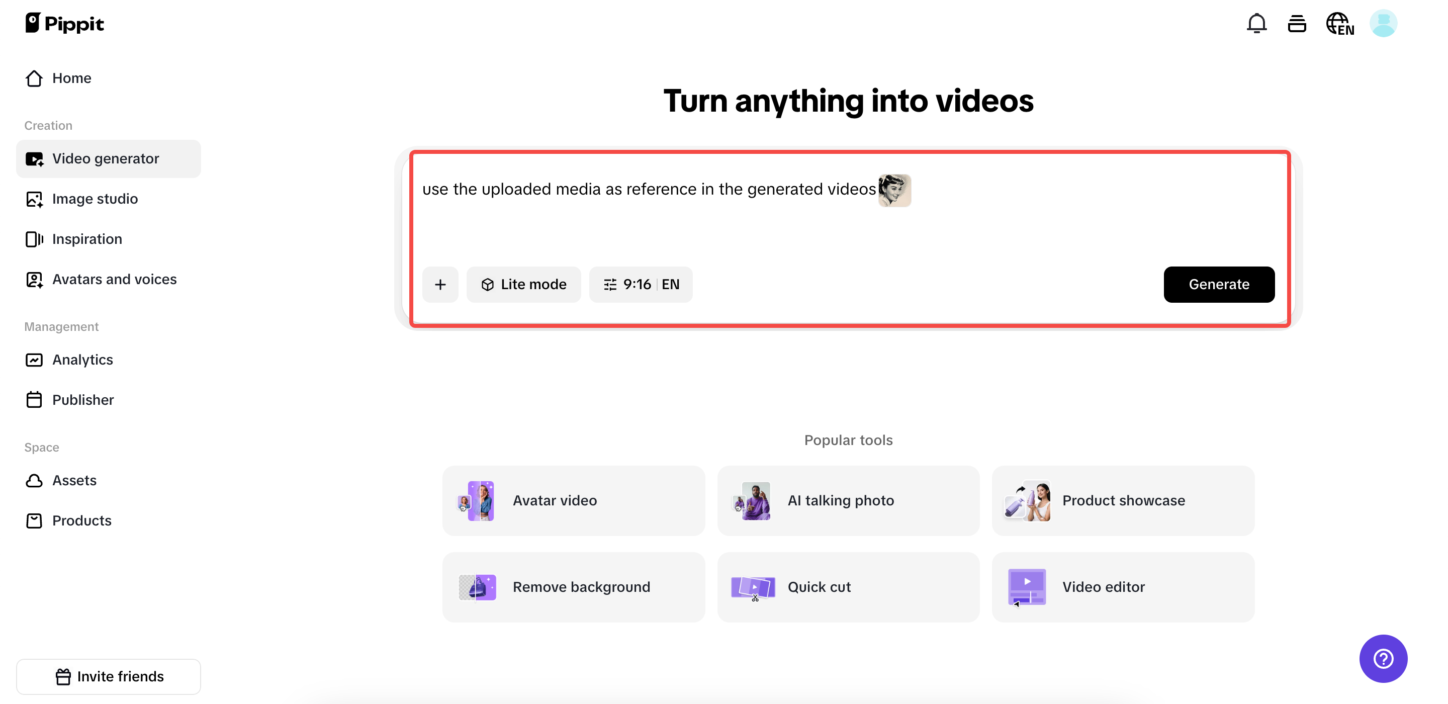 Buat video daripada imej yang dihasilkan