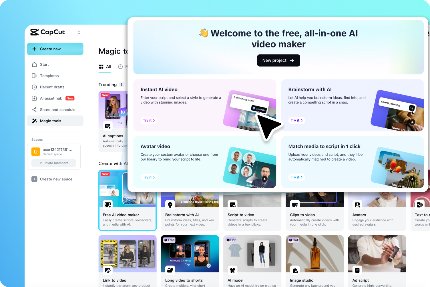 Open the AI video maker