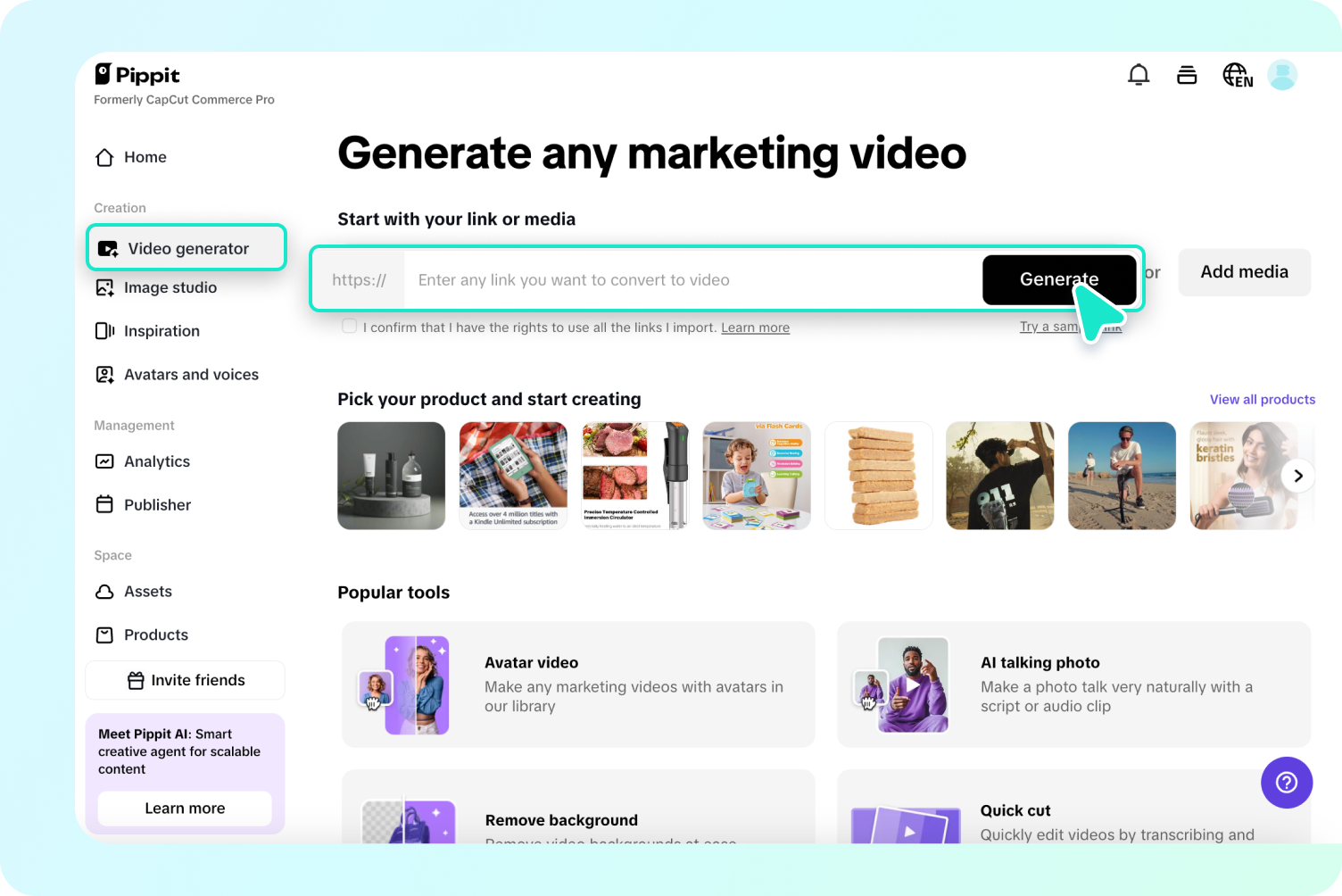 Upload product links or media