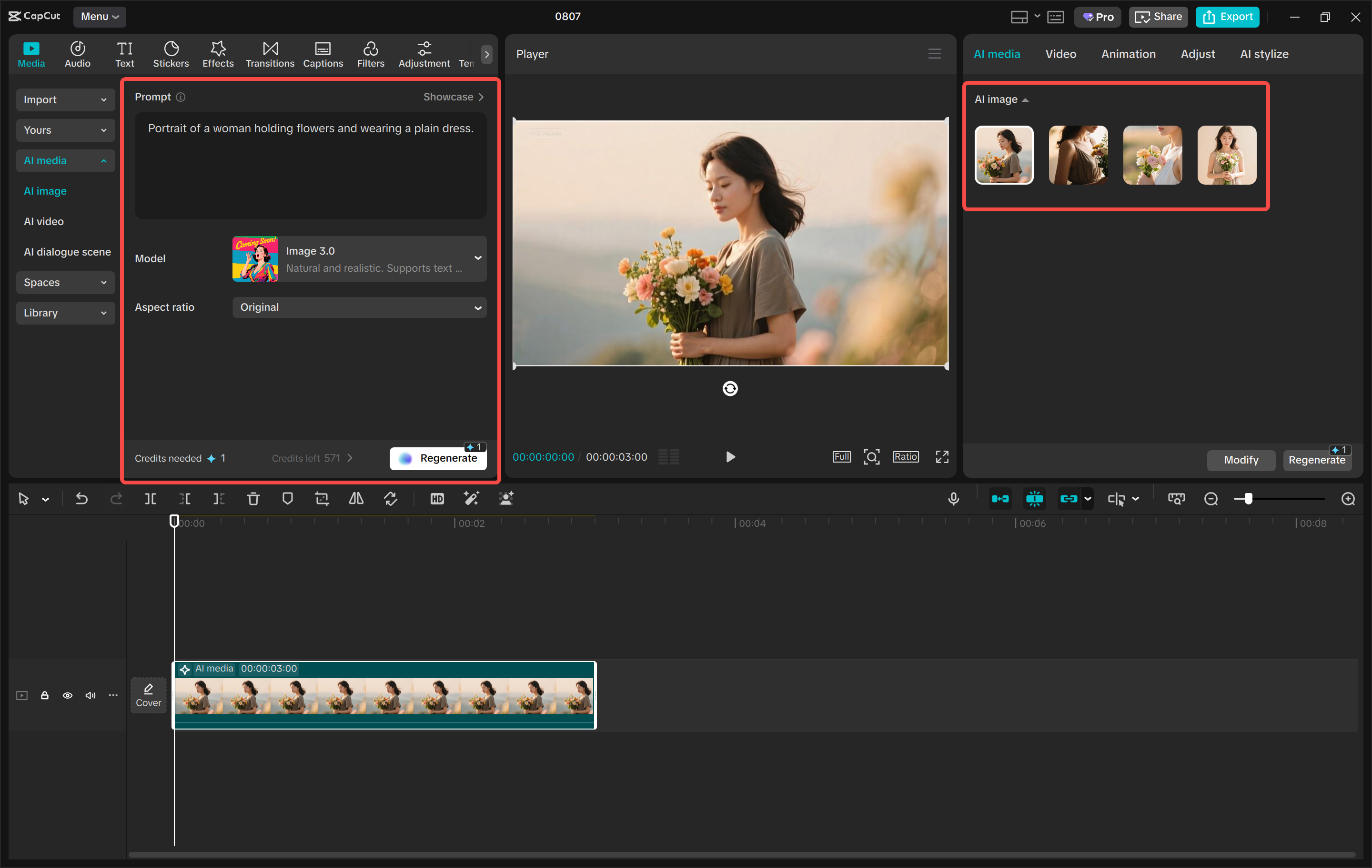 Menjana imej dengan AI dalam editor video desktop CapCut