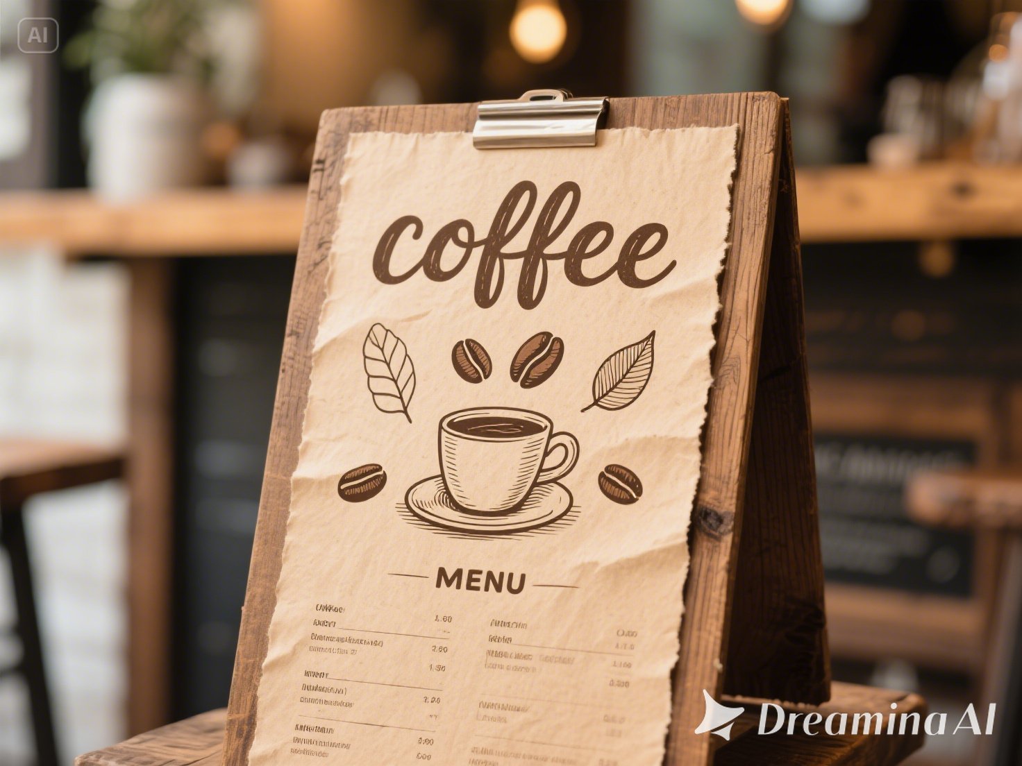 Rustic coffee shop menu design