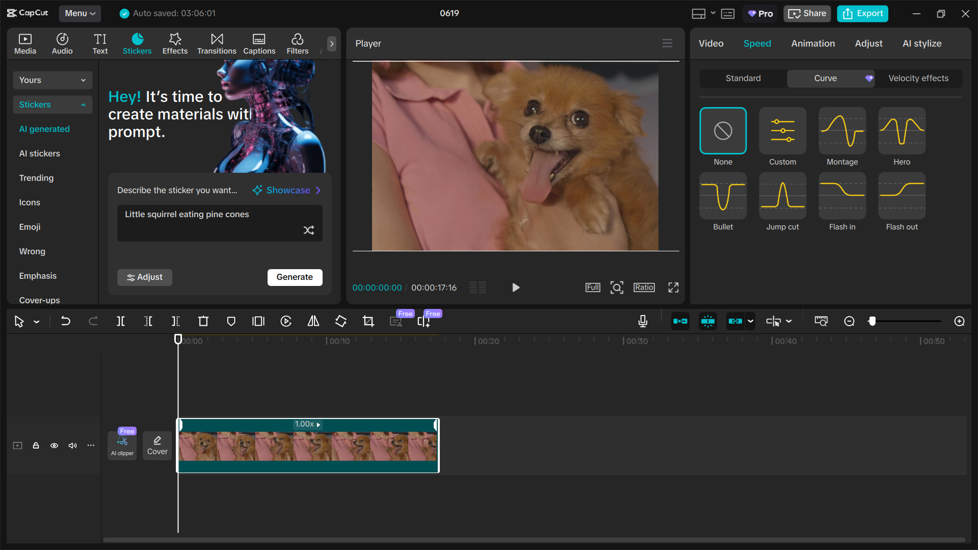 L'interfaccia dell' CapCut editor video desktop - uno strumento facile da usare per rallentare le GIF