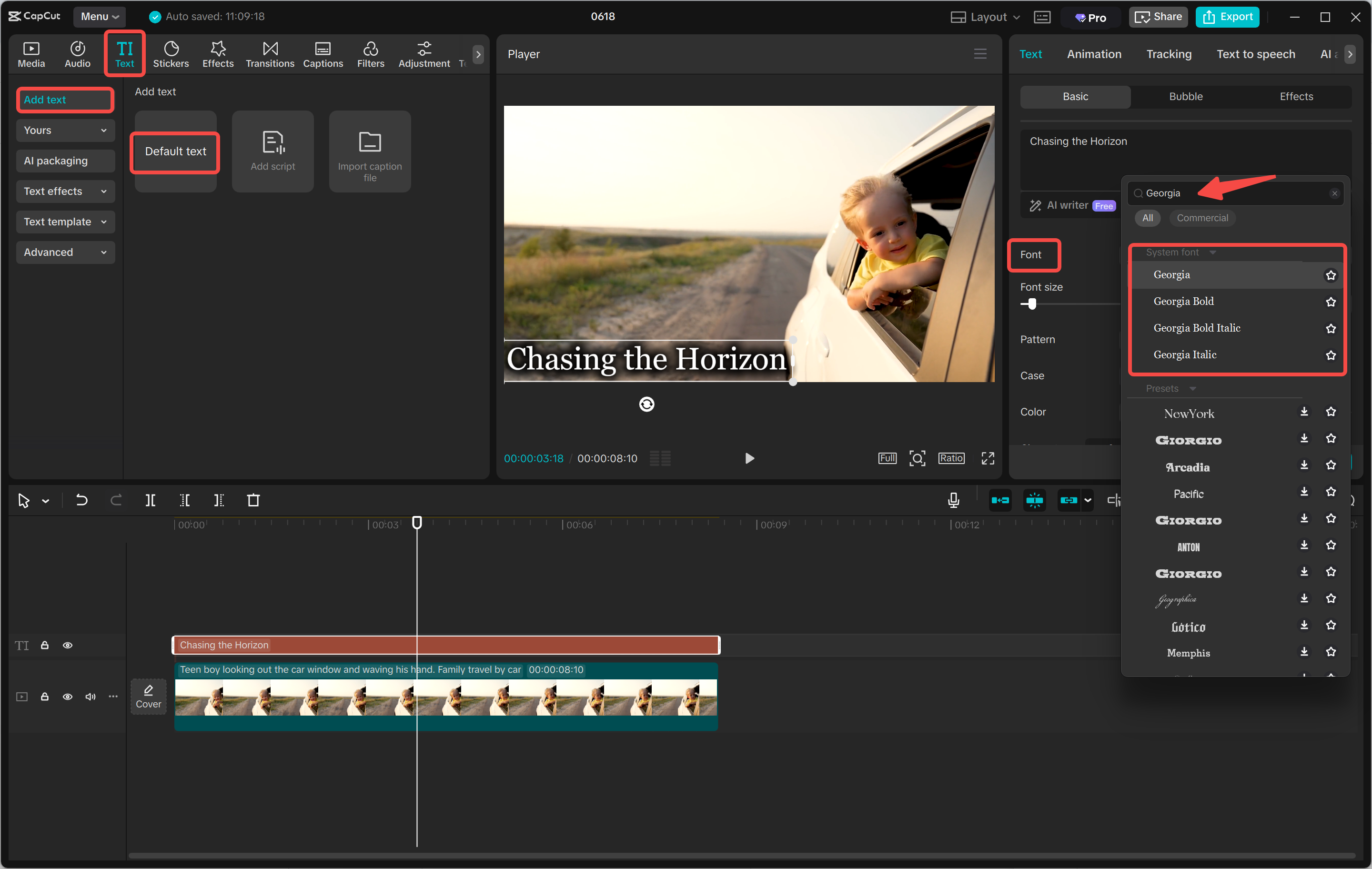 Applying and adjusting the font in videos with the CapCut desktop video editor