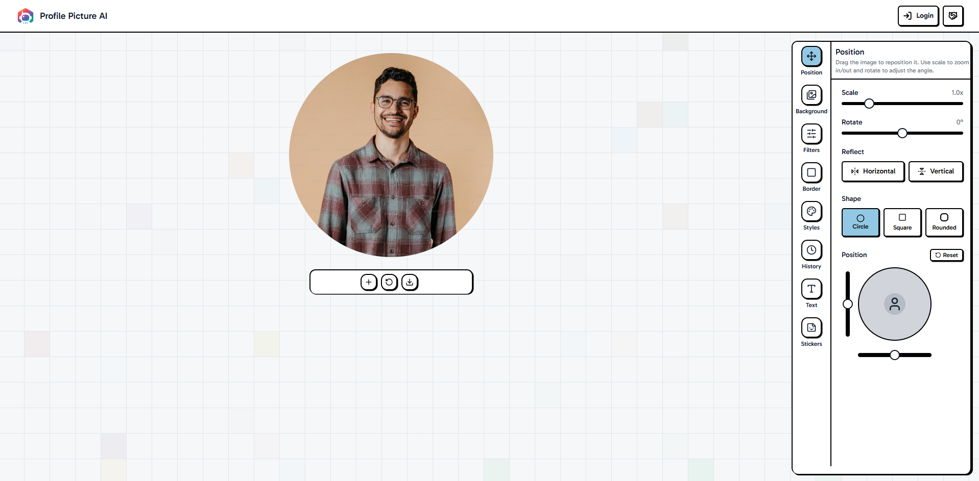 Interfaccia di Profile Picture AI - un generatore affidabile di foto profilo