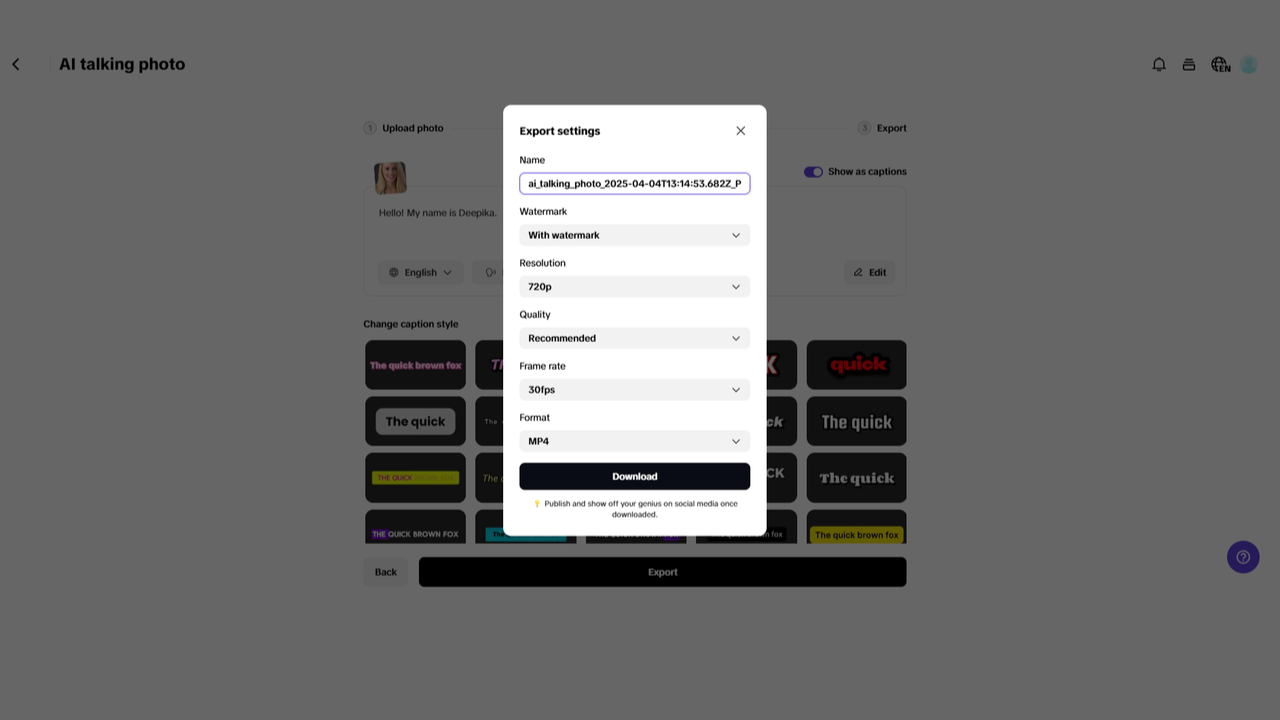 Seamless export and sharing
