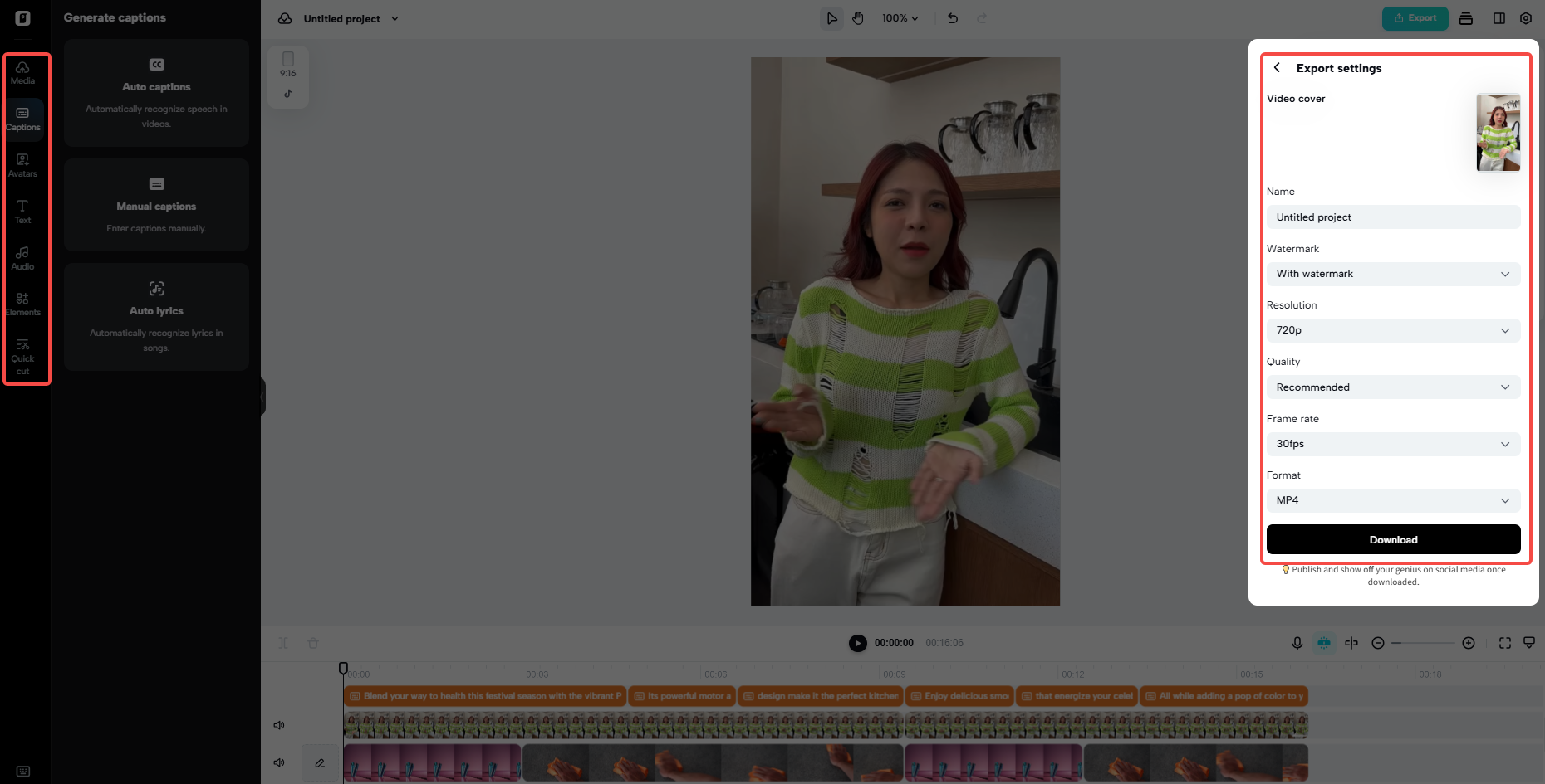 Export the video