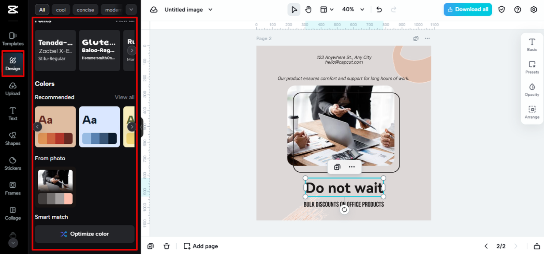 Optimización de color con un solo clic en CapCut Web