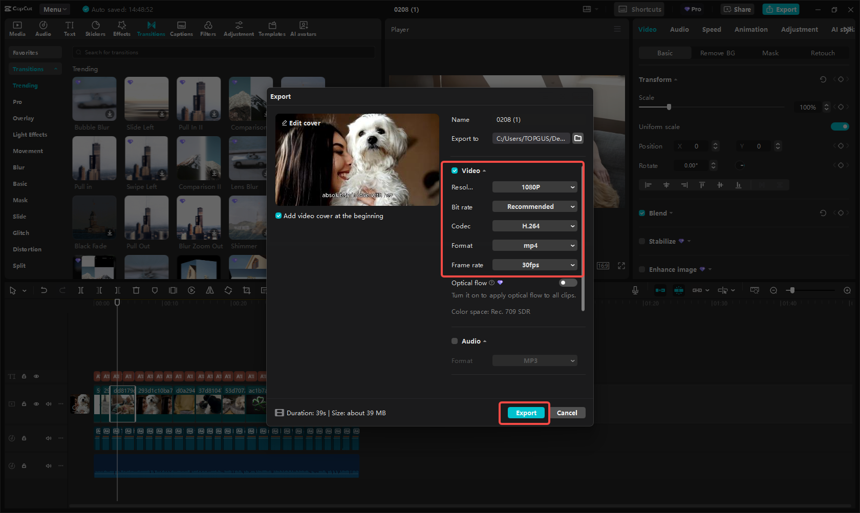 Exportera videon