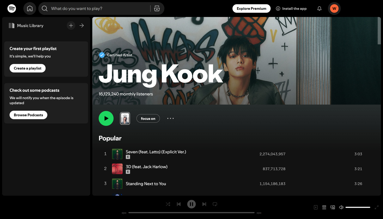 Jungkook - Der meistgestreamte K-Pop-Künstler auf Spotify, berühmt für sanften Gesang