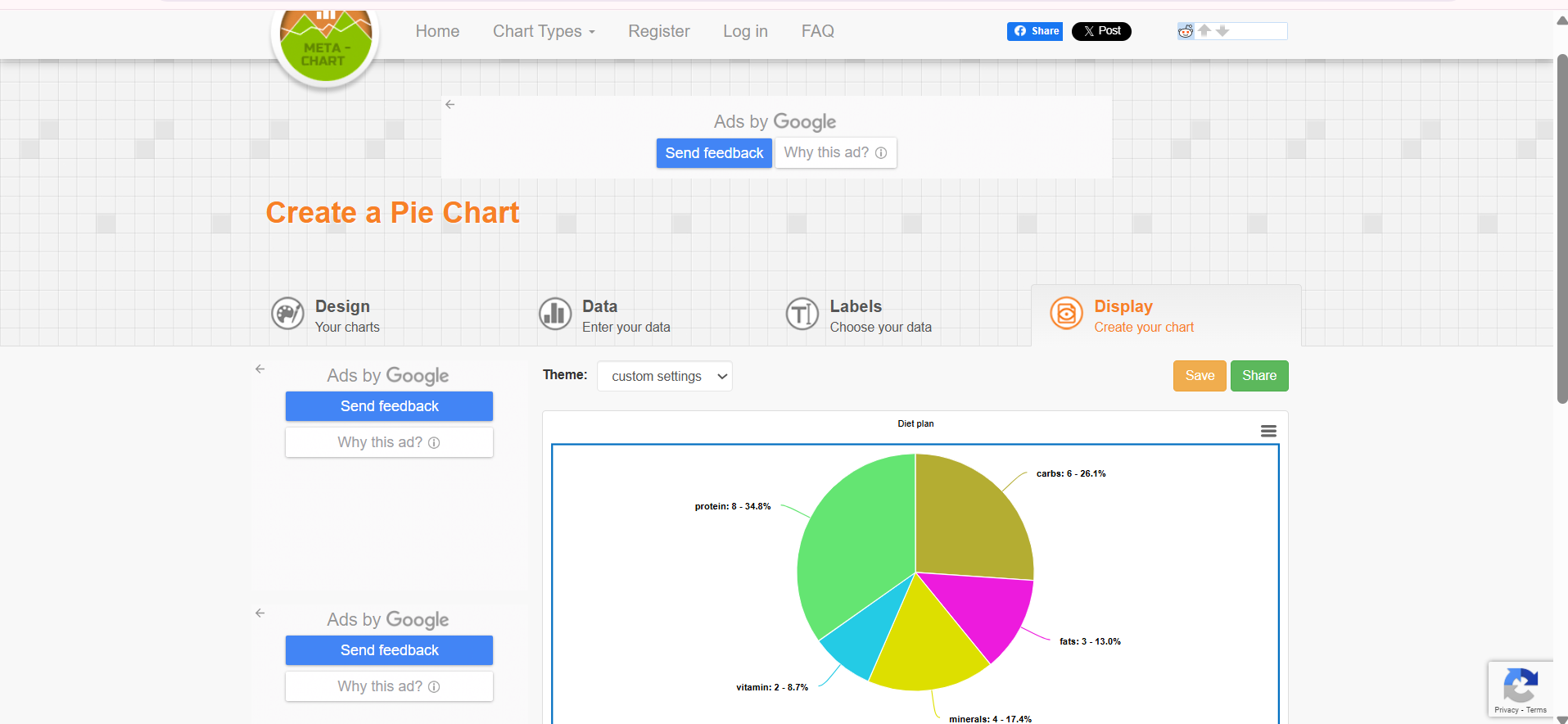 Interface de Meta-Chart - un autre meilleur créateur de graphiques à secteurs