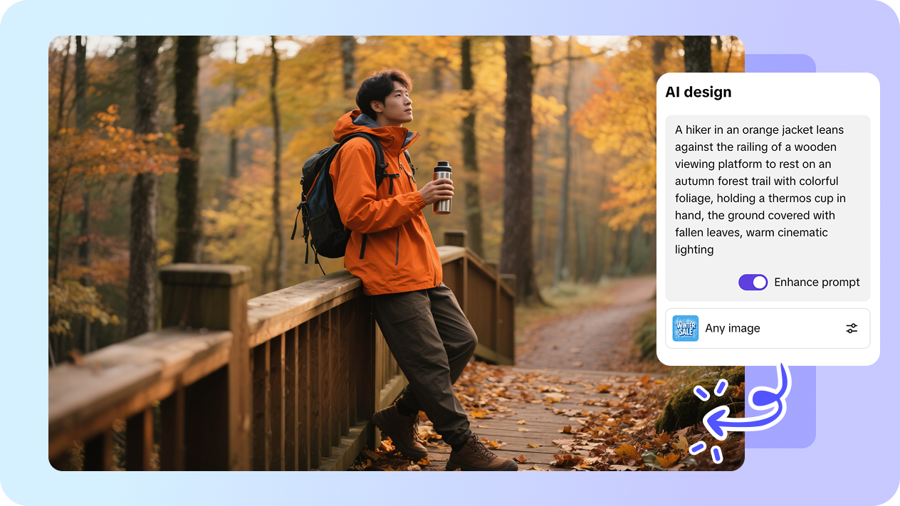 AI design for making hiking images