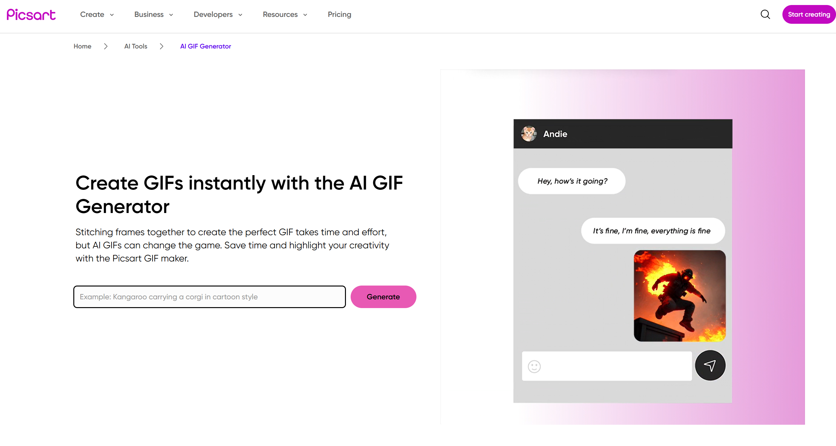 Picsart - un creador creativo de mejores GIF en línea