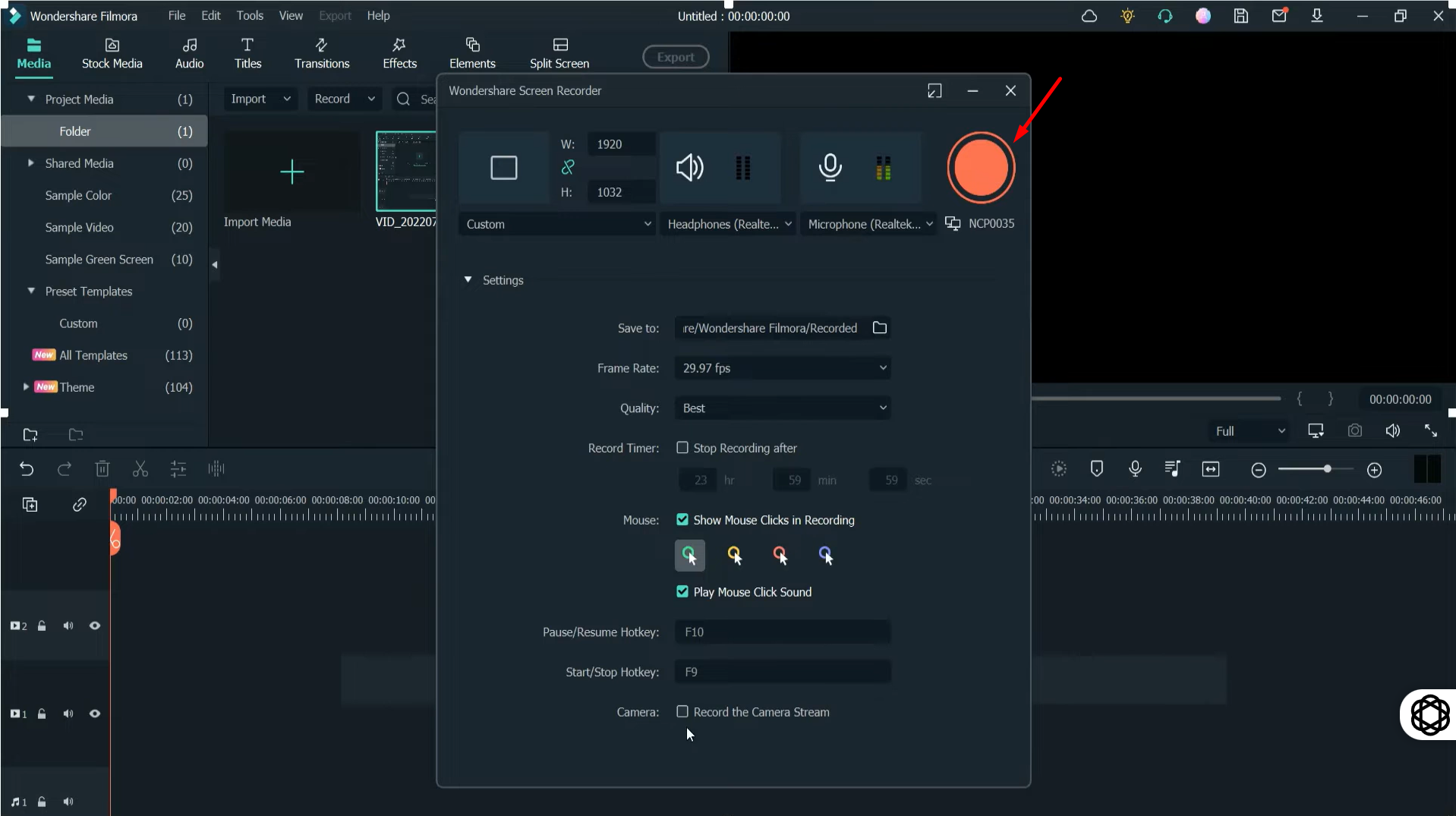 Pagre-record ng screen gamit ang Filmore Screen sa PC