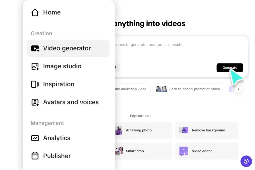 Zugriff auf den Video-Generator
