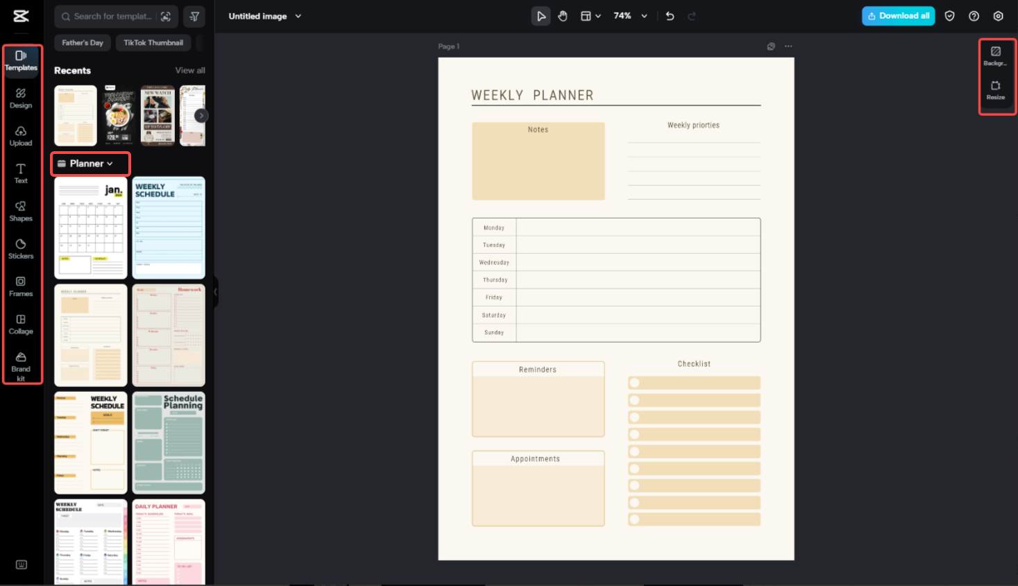 I-edit ang planner na may maraming feature
