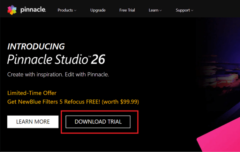 Pinnacle Studio web sitesini ziyaret etme