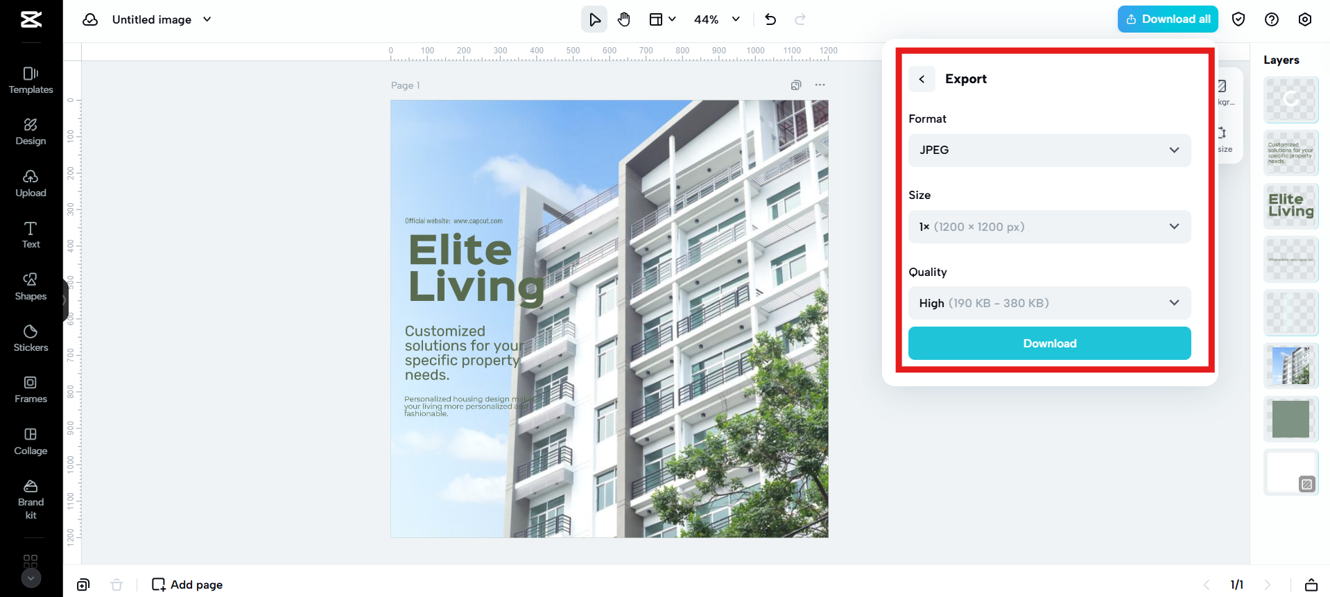 Export and share