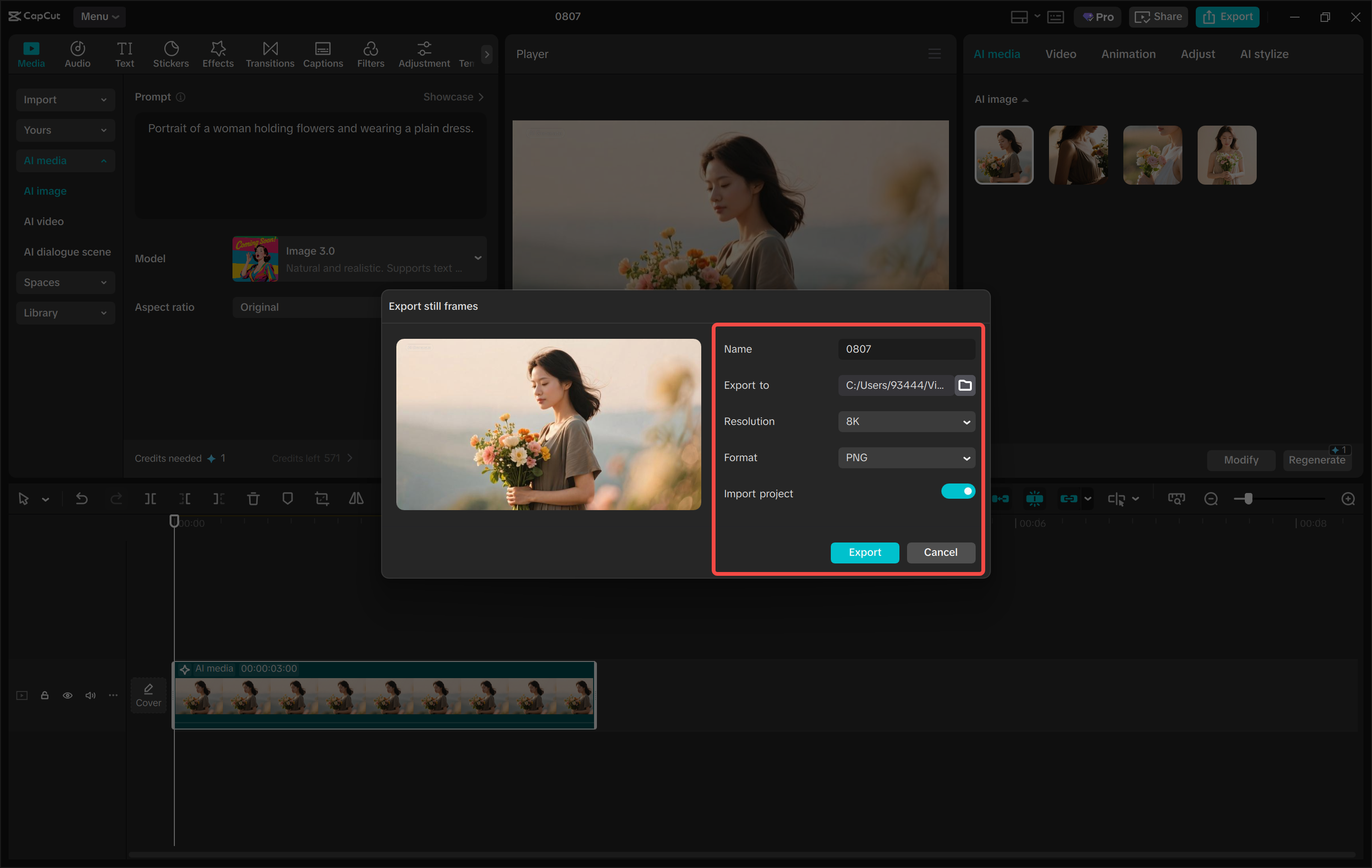 Memuat turun imej dengan AI dalam editor video desktop CapCut