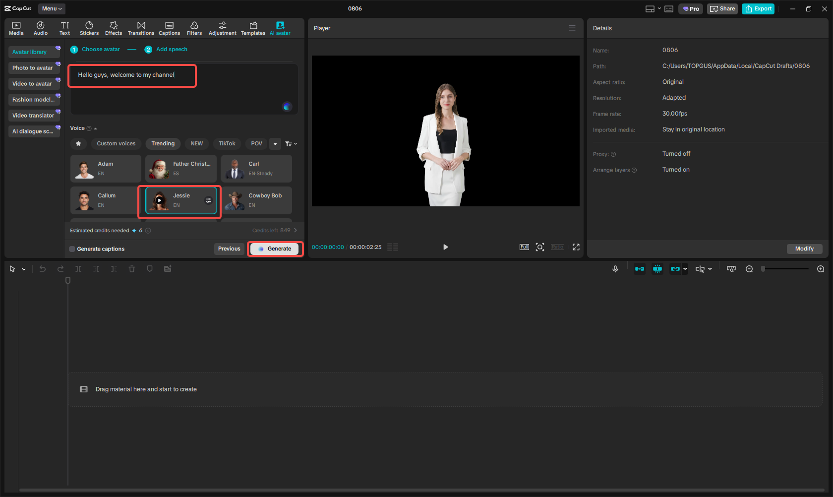 Input your prompts and edit the video