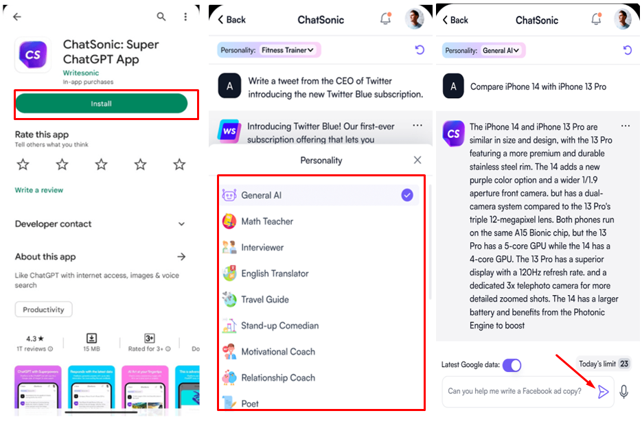 Image showing how to use the AI text story generator in Writesonic
