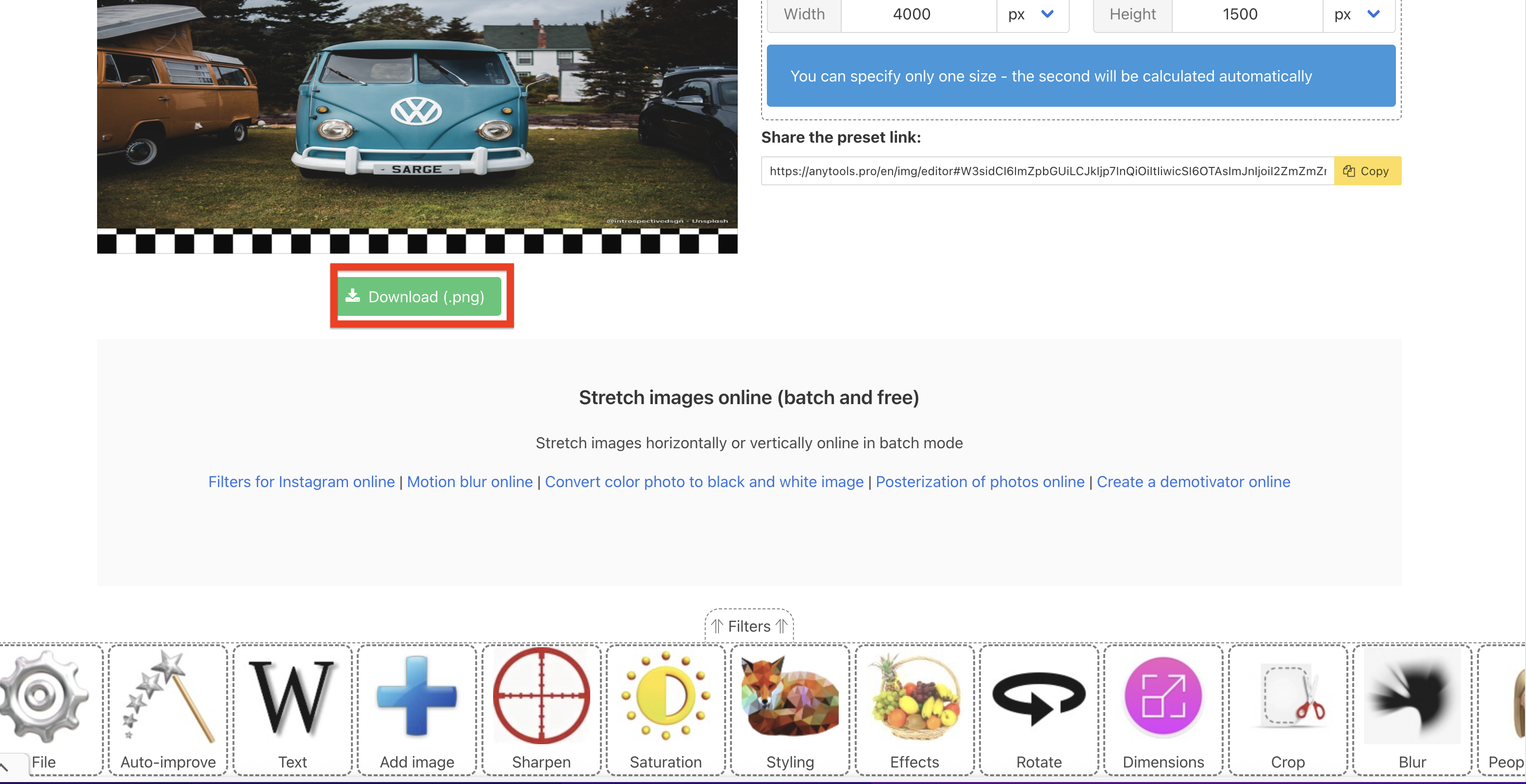 Download the stretched image