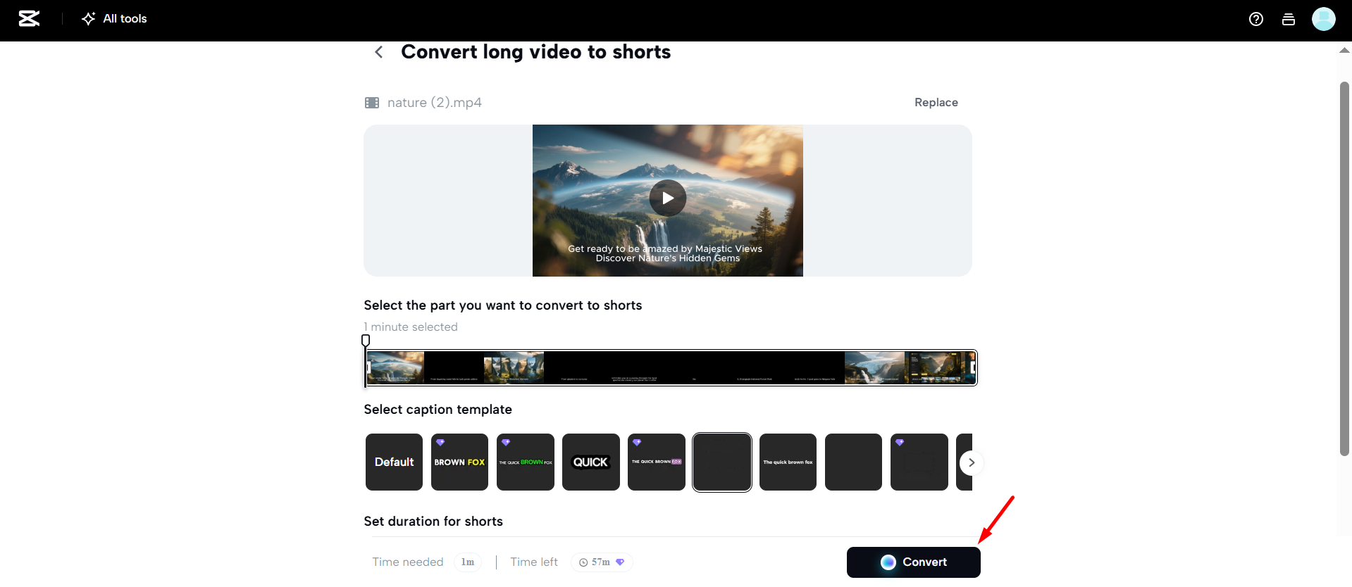 Chuyển đổi video dài sang video ngắn trên CapCut Web