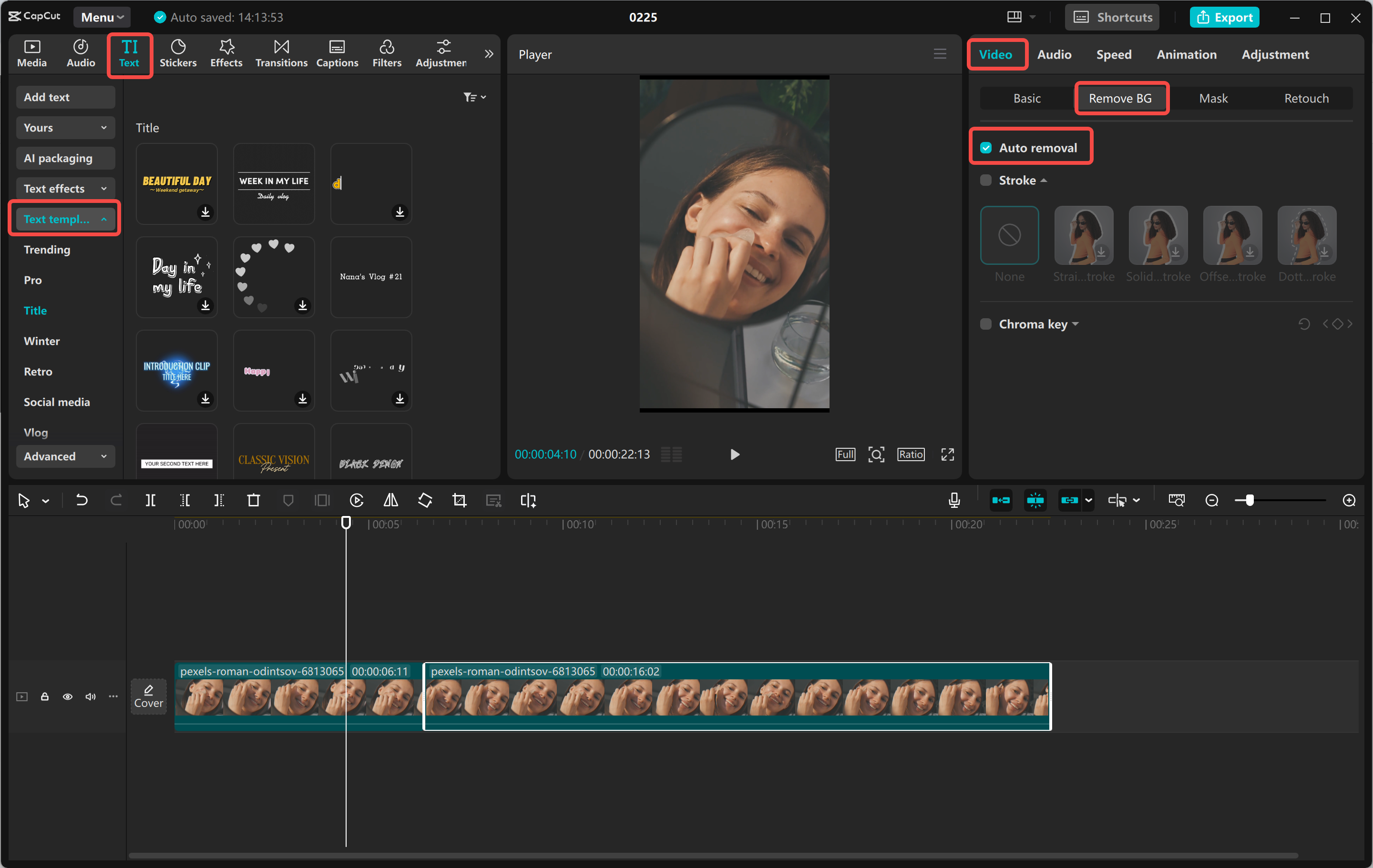 Creating an Instagram reel using various tools in the CapCut desktop video editor