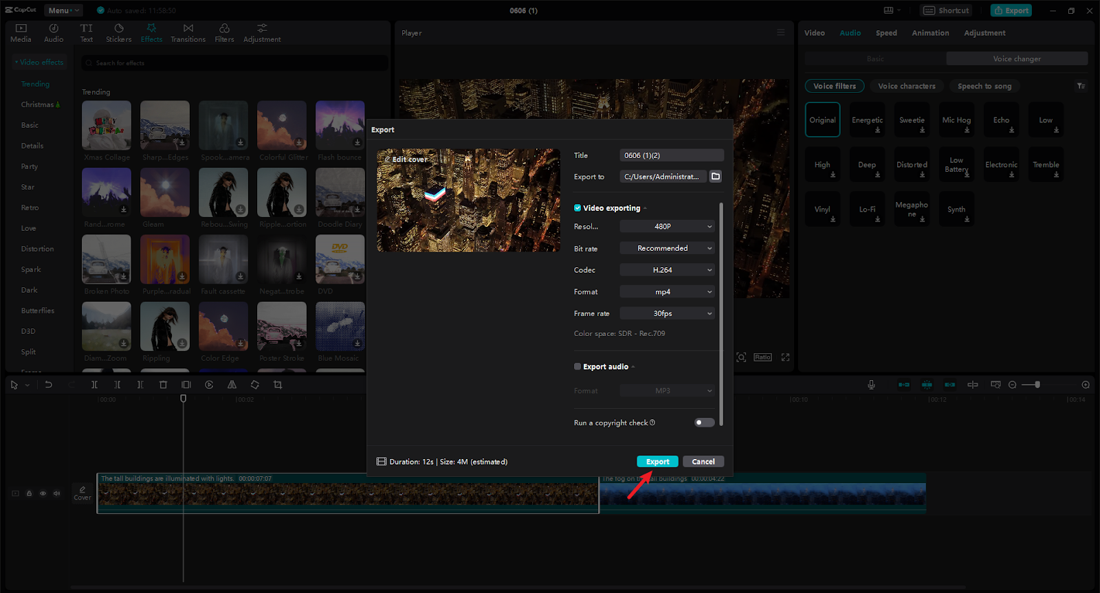 Export and share