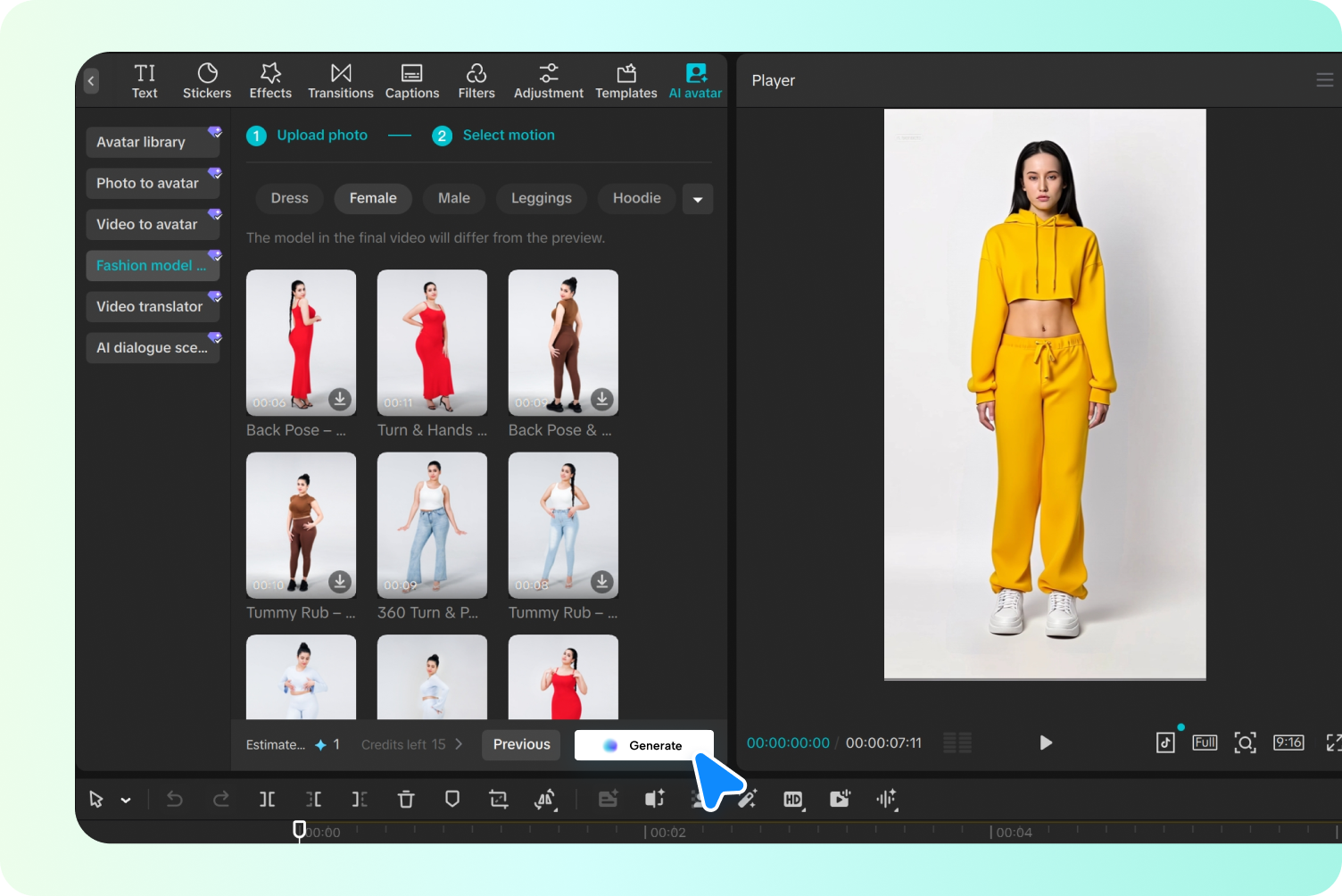 Generating and editing video in CapCut