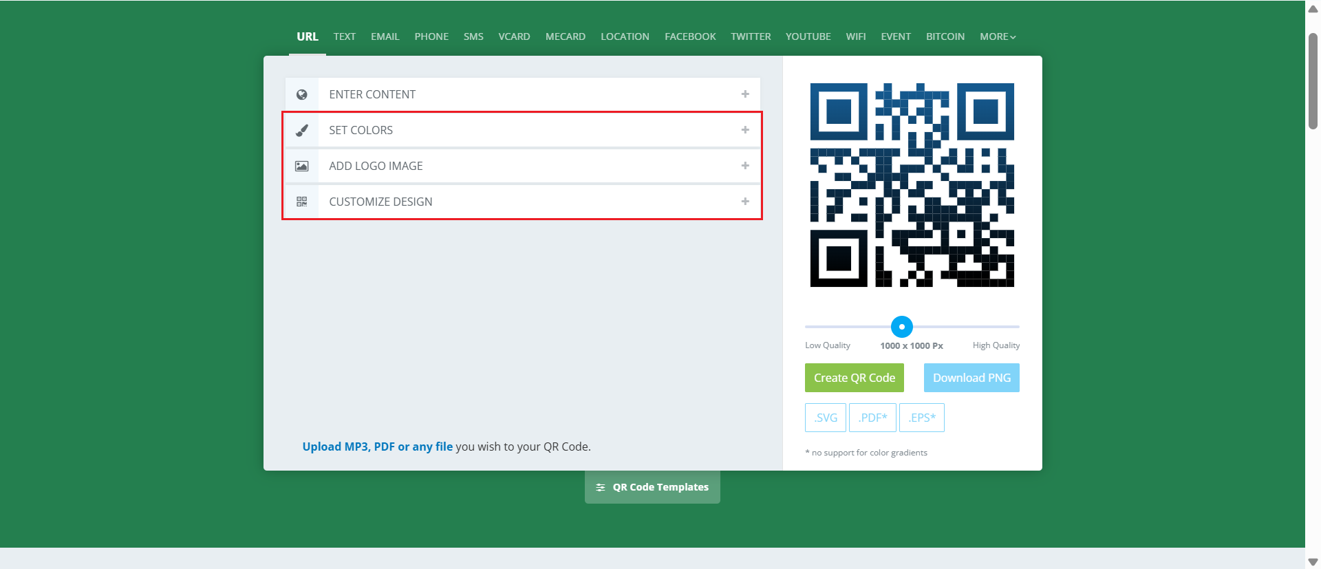 Imagen del generador de código QR con