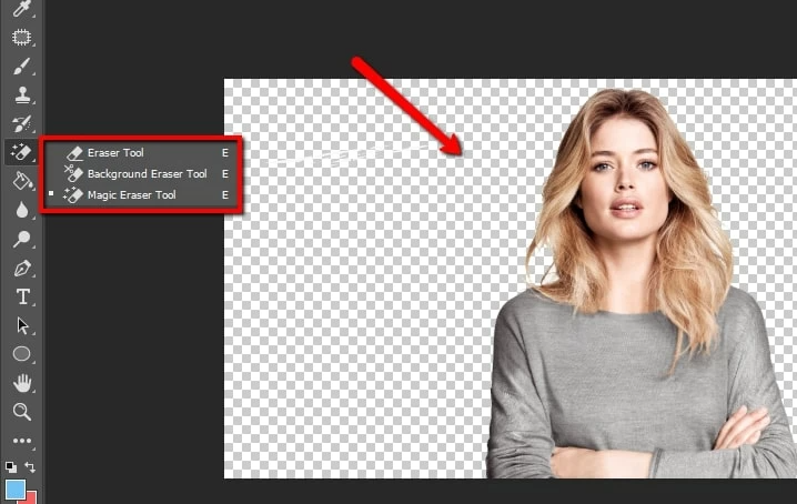 Eraser tool to remove a white image background