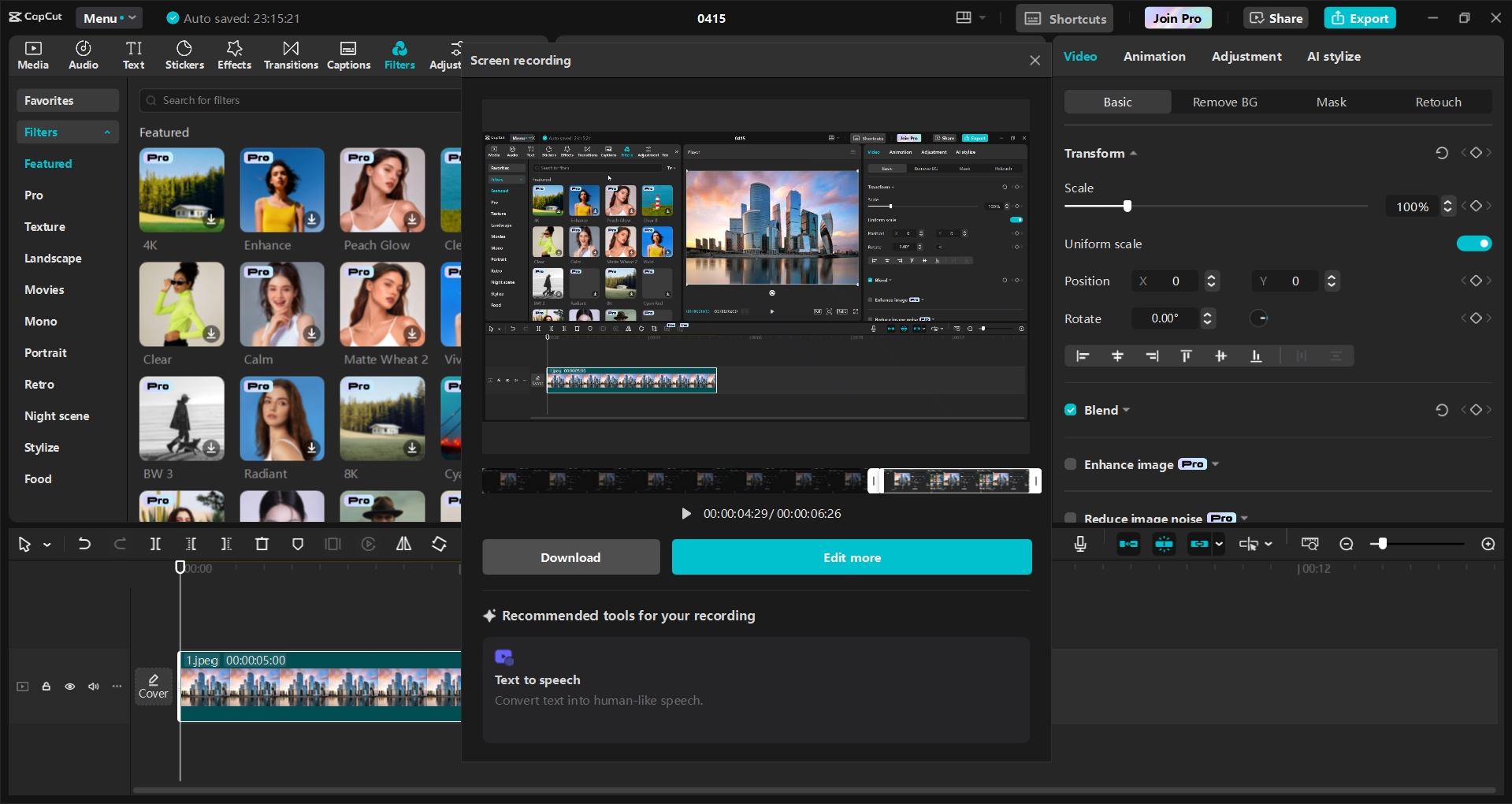 Interface of the CapCut desktop video editor - an easier way to record screen and edit recordings