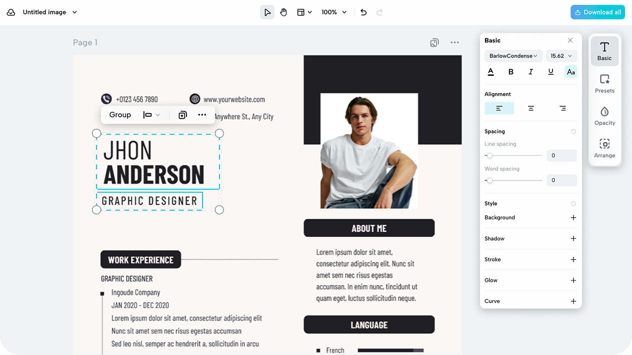 Personalize with editing tools