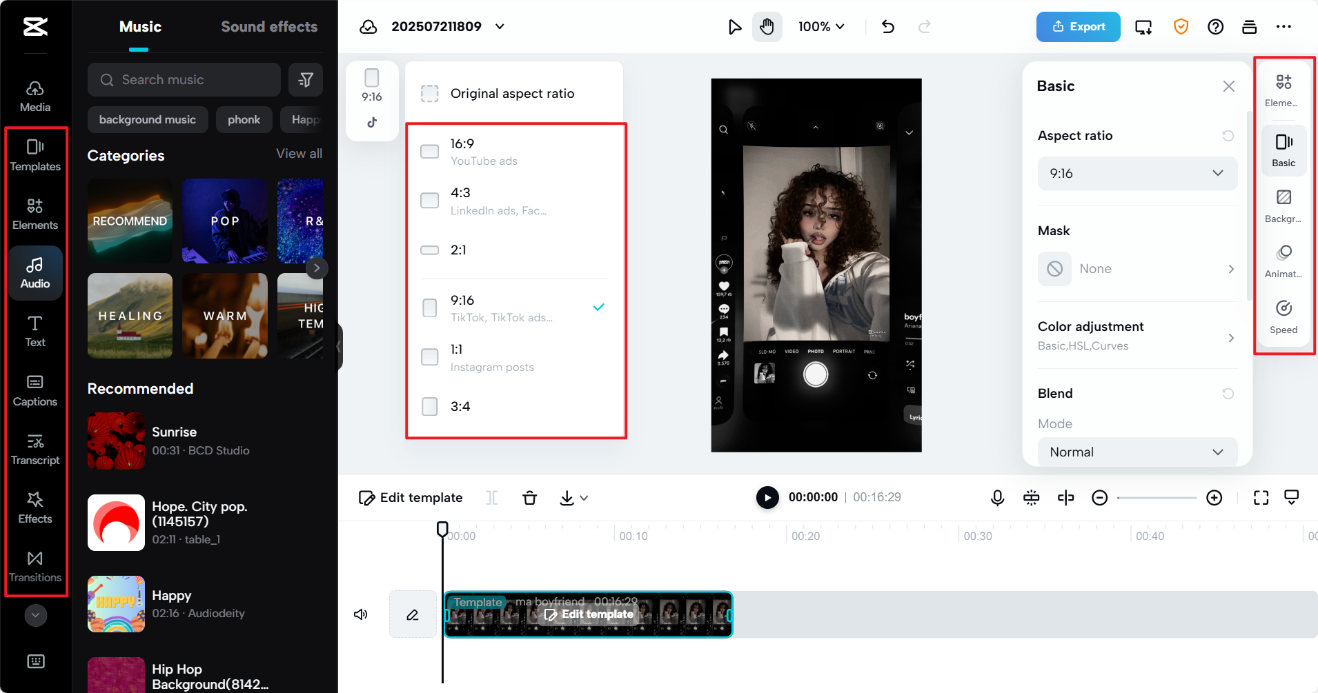 CapCut Webの包括的なビデオエディター