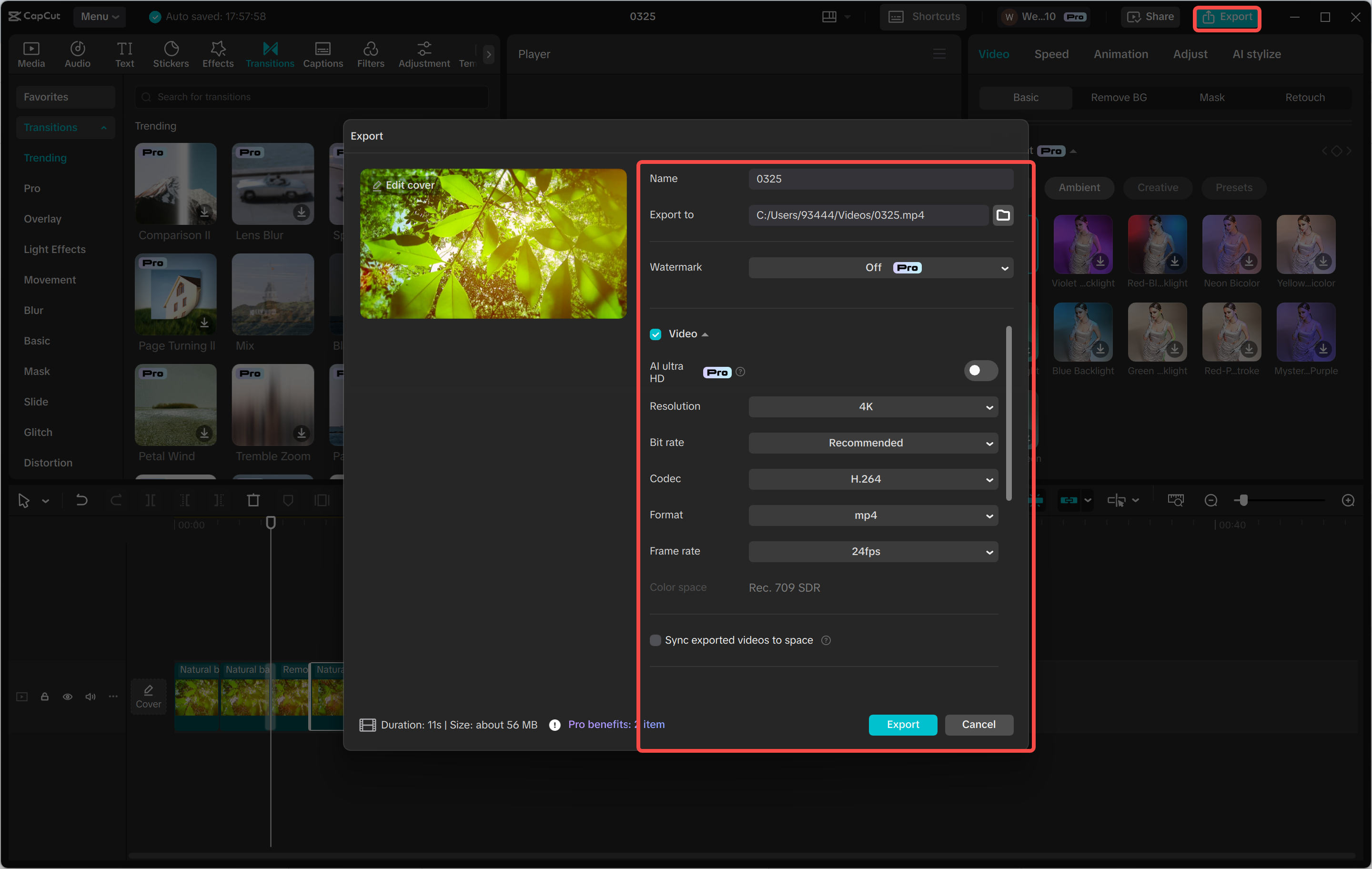 Exporting a video from the CapCut desktop video edtior