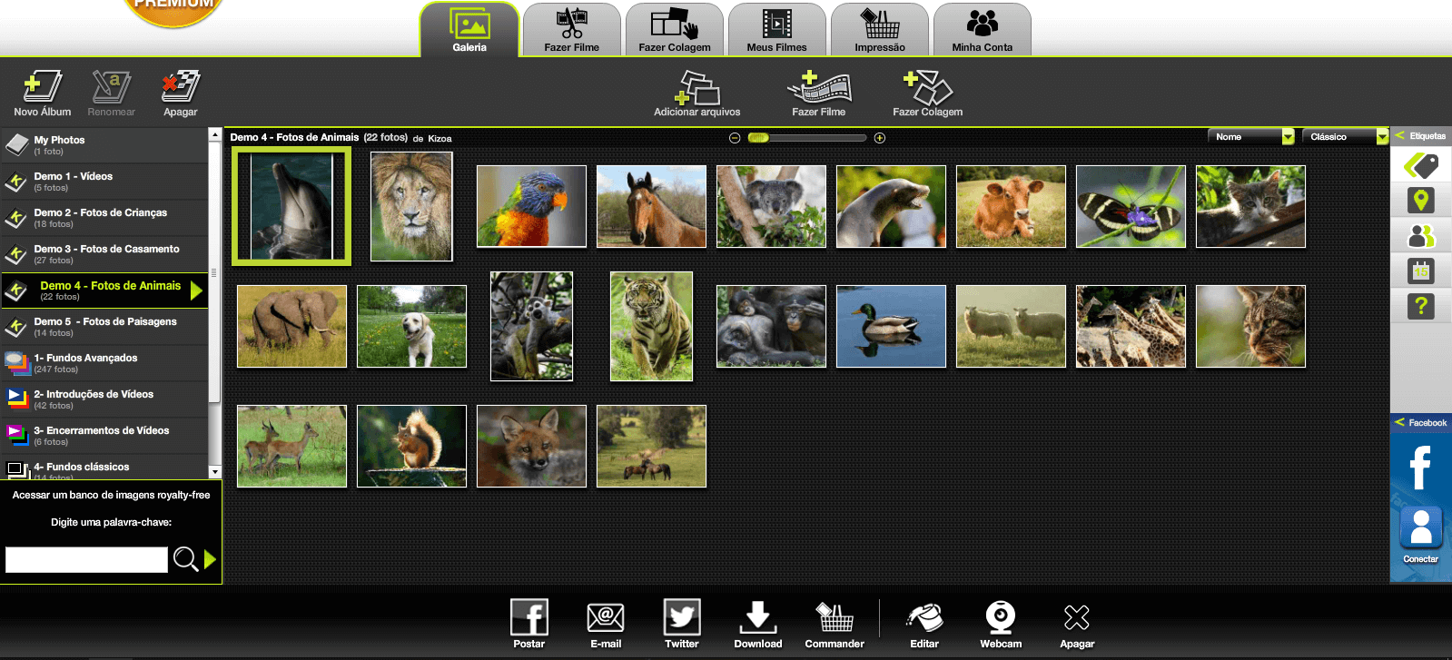 Interface of Kizoa