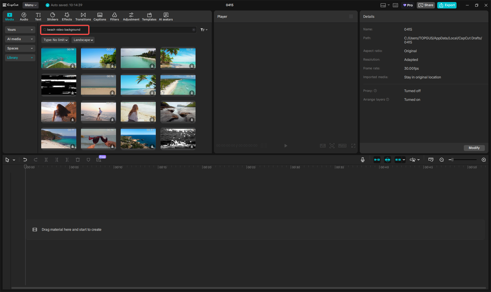 Search for video background