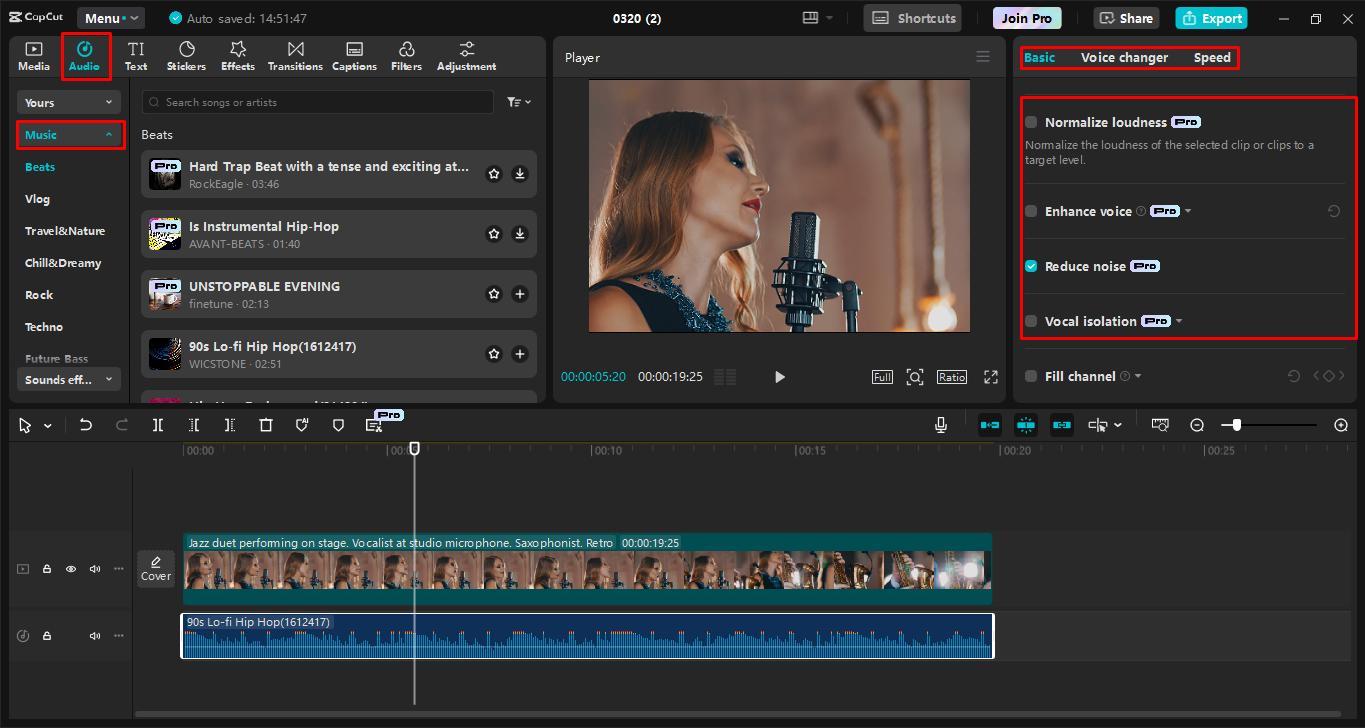 Adding and adjusting songs in the CapCut desktop video editor