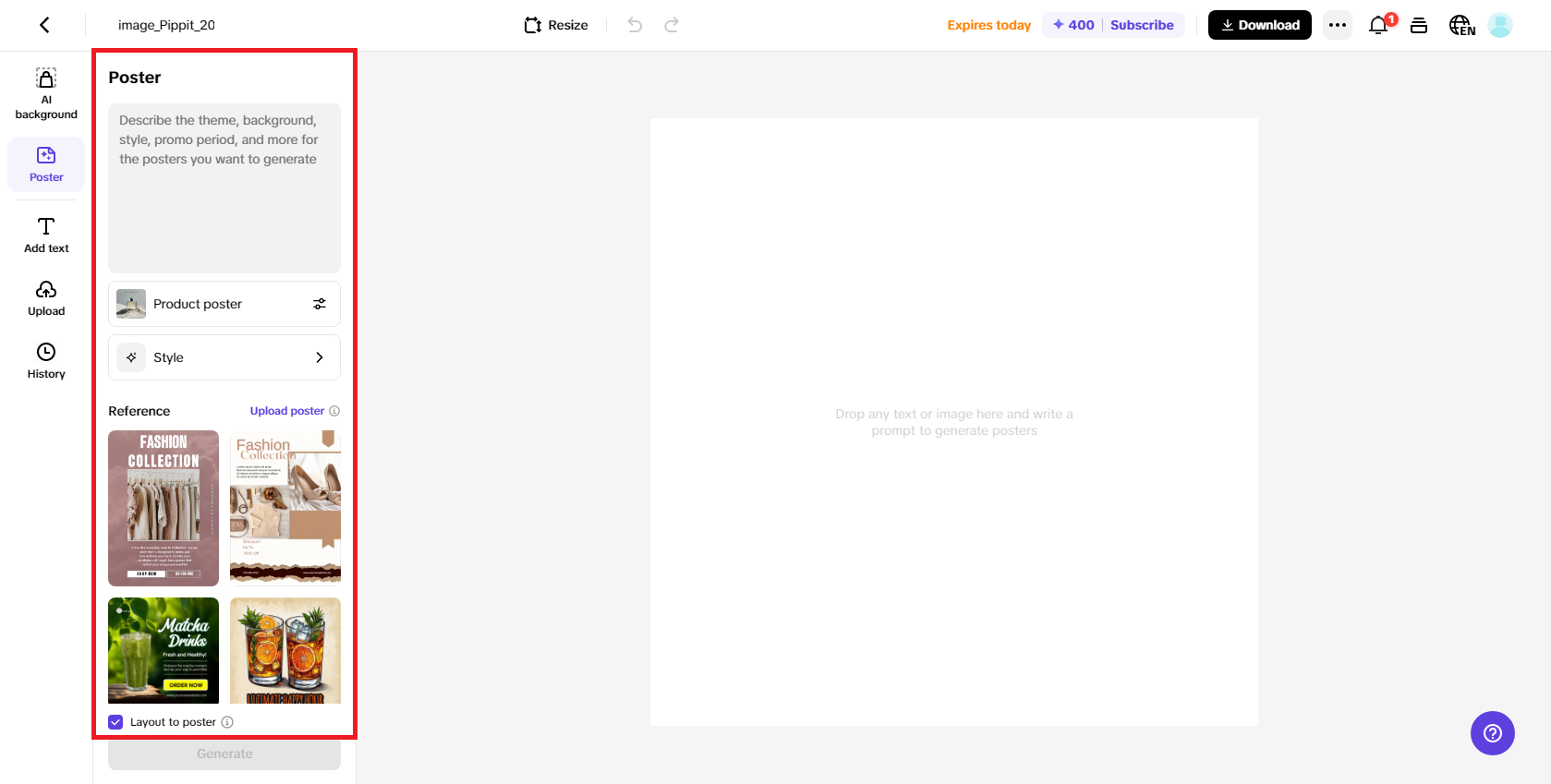 Poster creation feature