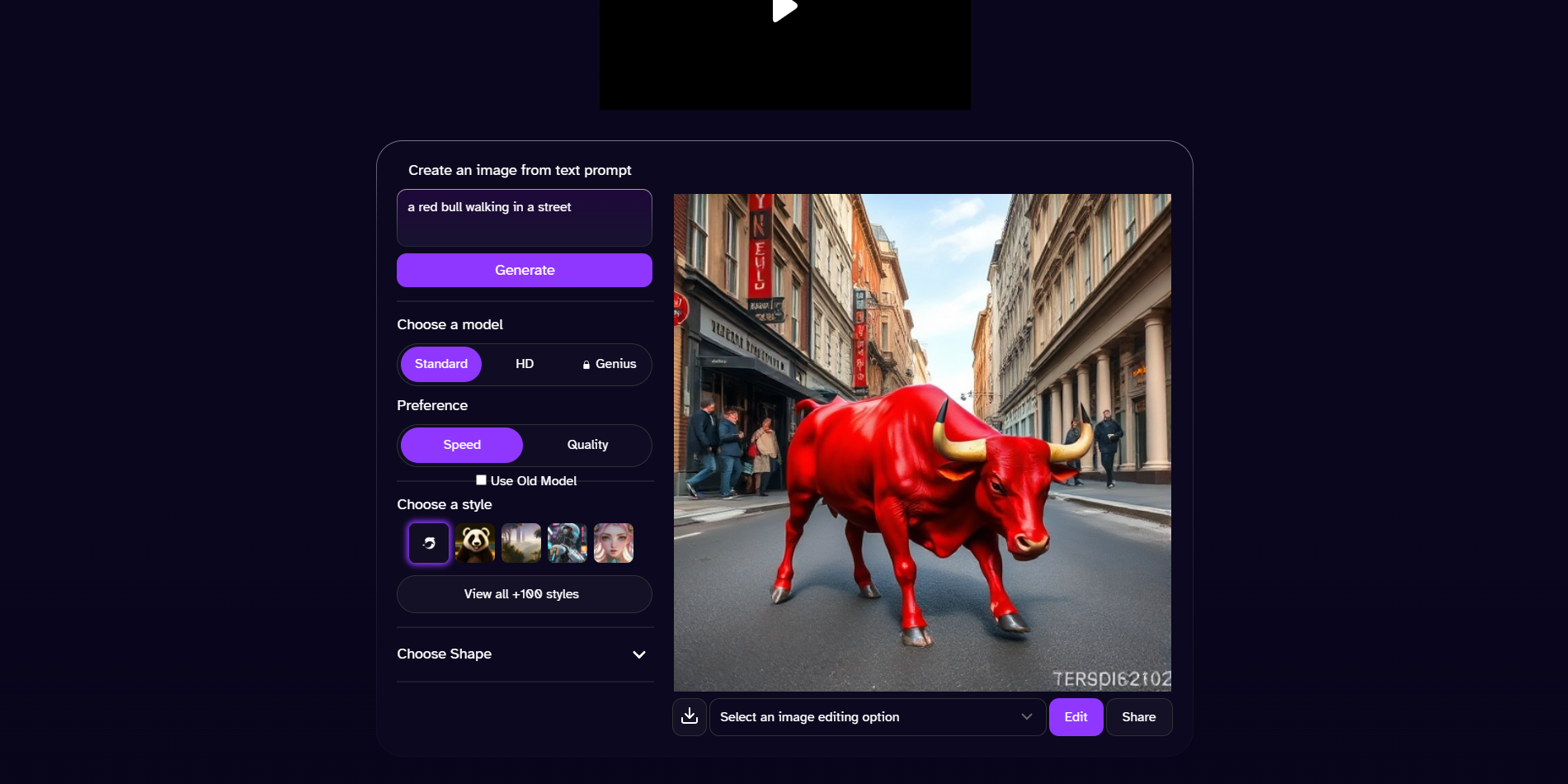 Interface of DeepAI - another way to get AI-generated images for free