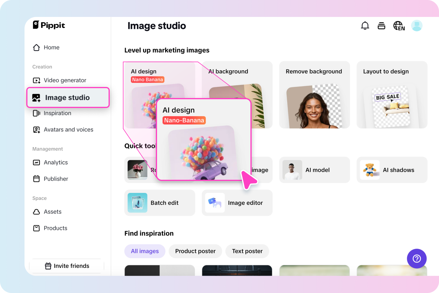 Opening AI design tool to create coloring pages