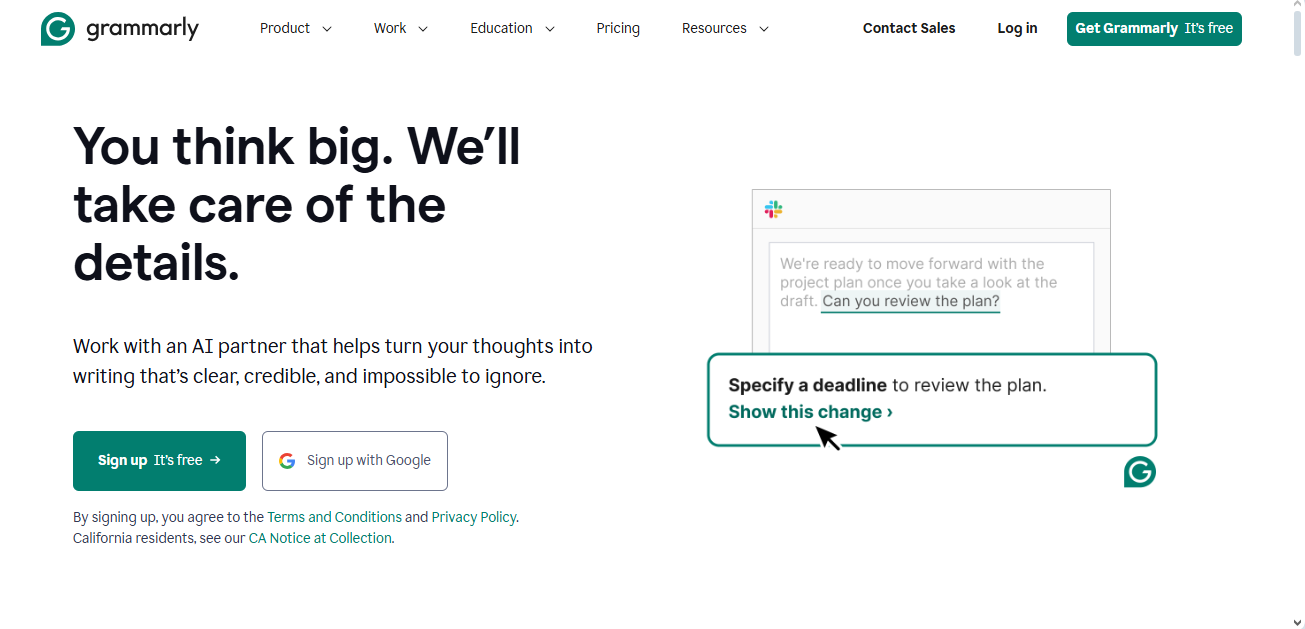 Grammarly for content creation