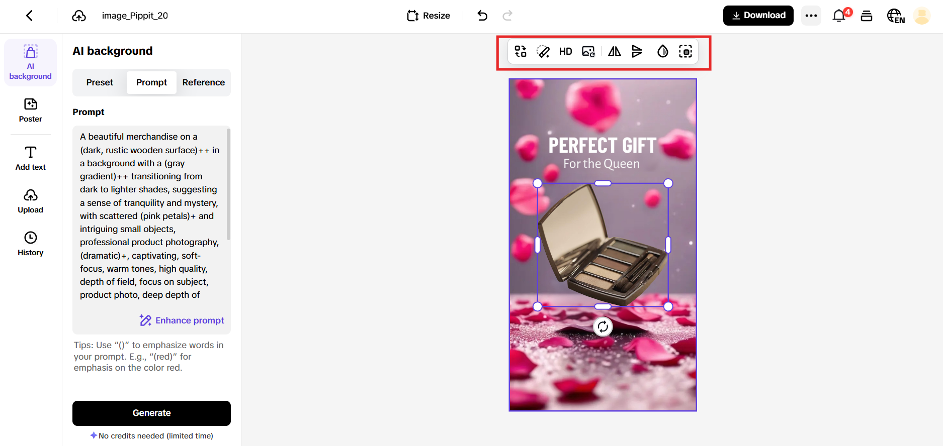 Edit and customize your content on Pippit