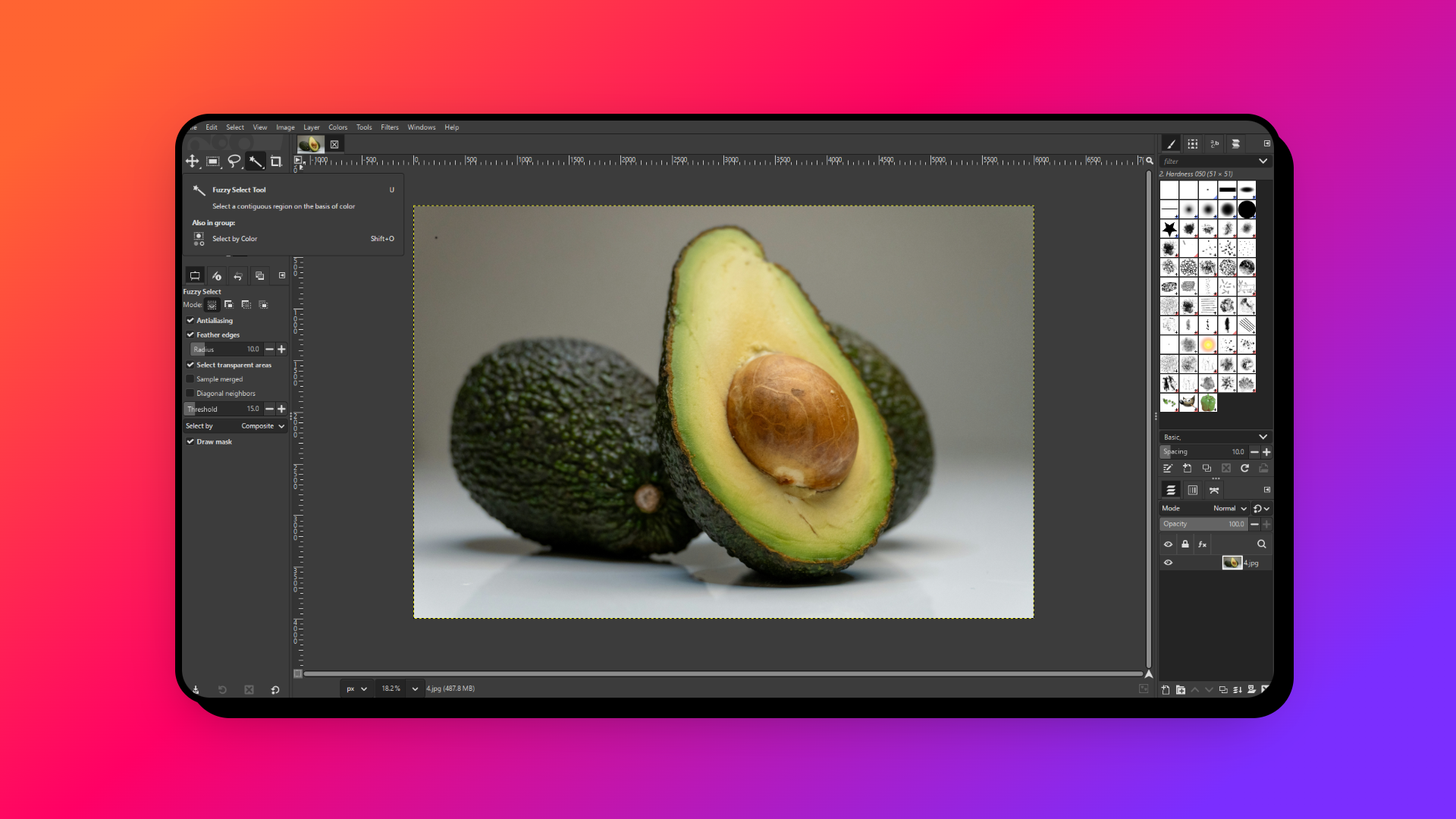 Use the fuzzy select tool to remove the background