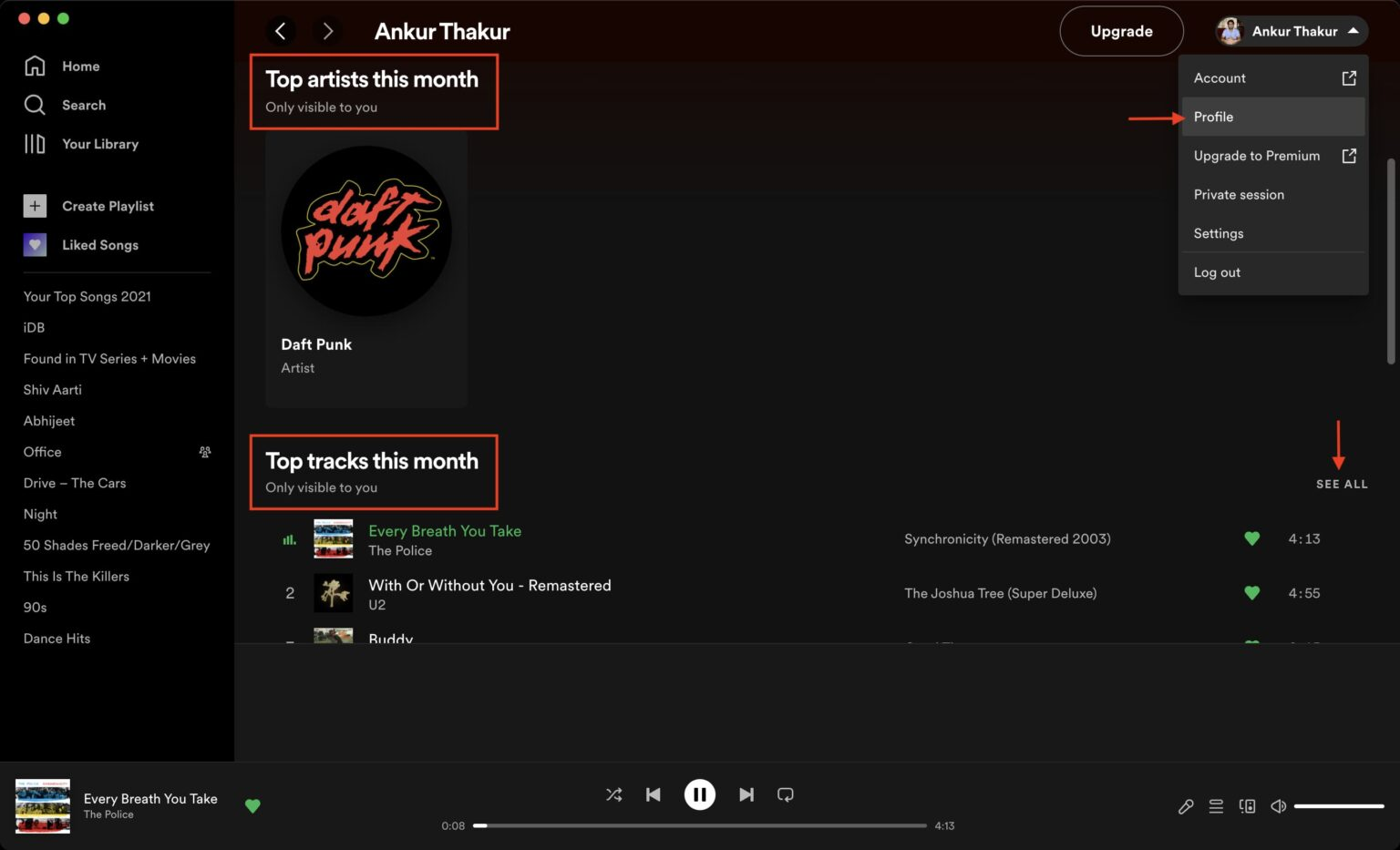 Spotify istatistiklerinizi bir PC veya Mac 'te nasıl göreceğinizi gösteren resim