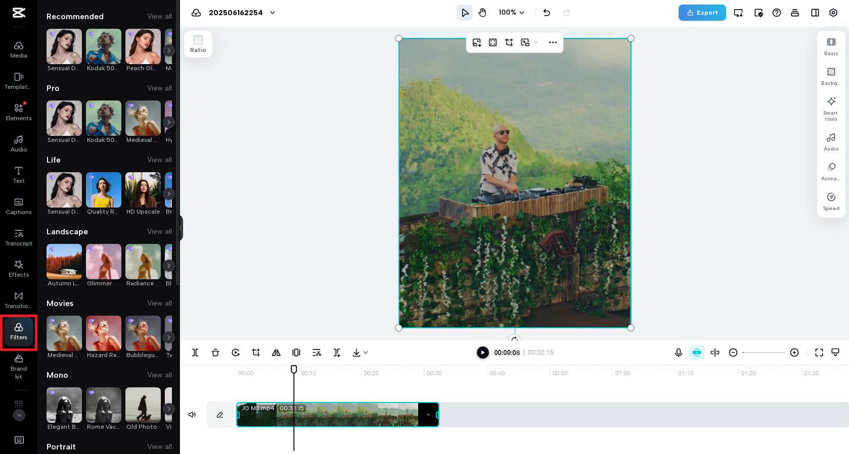 A kívánt videószűrő alkalmazása