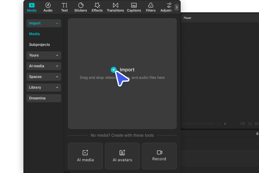 Tải video lên trình tạo ảnh ghép video của Capcut có nhạc
