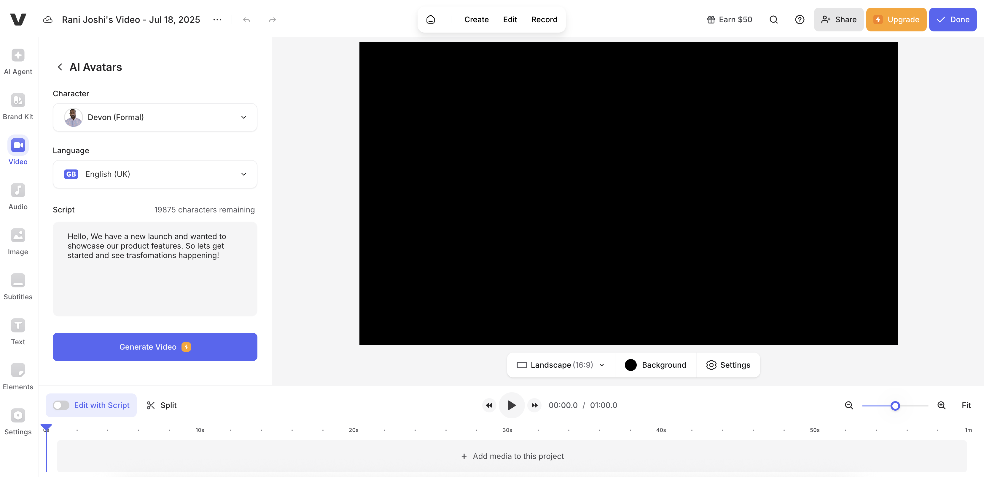 Customize avatar and add script