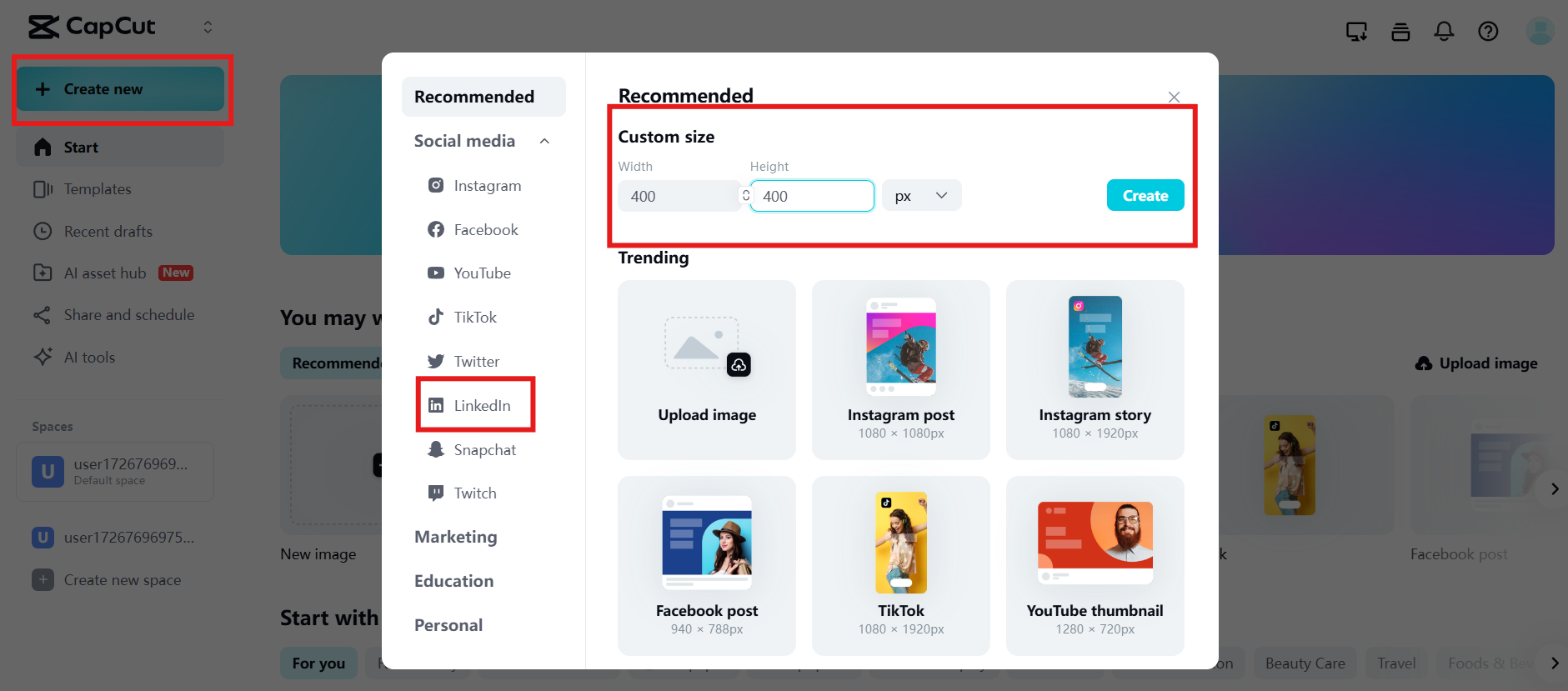 LinkedIn profil en-boy oranını seçin